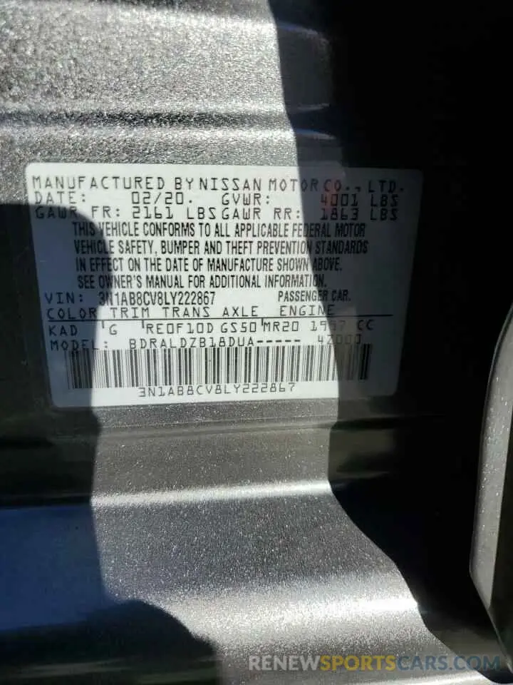13 Photograph of a damaged car 3N1AB8CV8LY222867 NISSAN SENTRA 2020