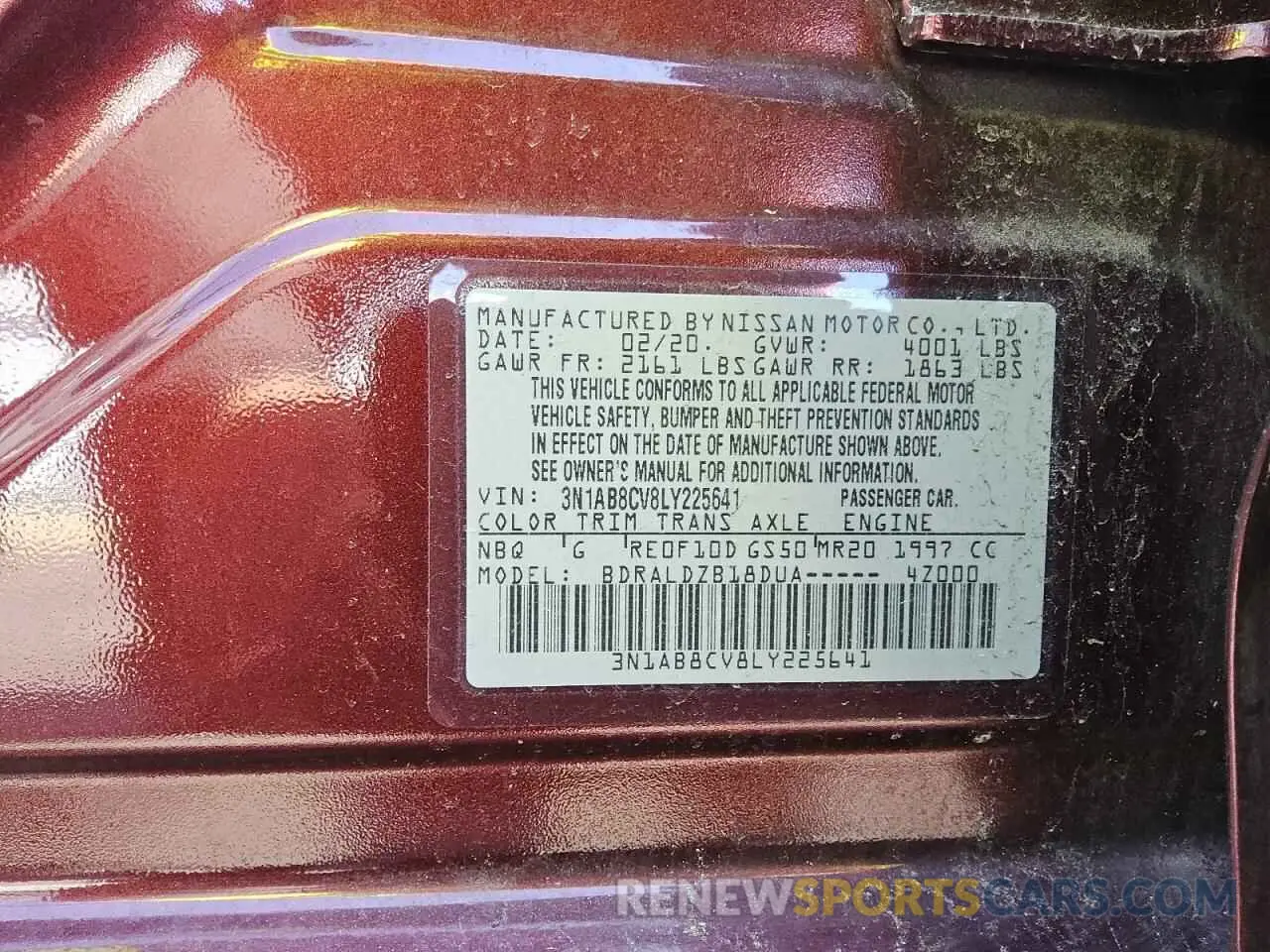 12 Photograph of a damaged car 3N1AB8CV8LY225641 NISSAN SENTRA 2020