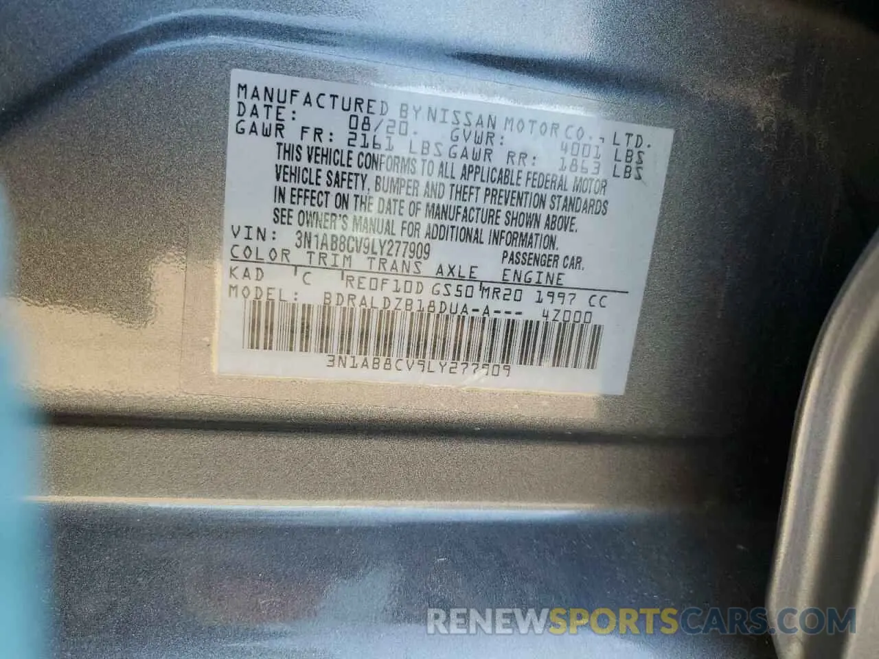 12 Photograph of a damaged car 3N1AB8CV9LY277909 NISSAN SENTRA 2020