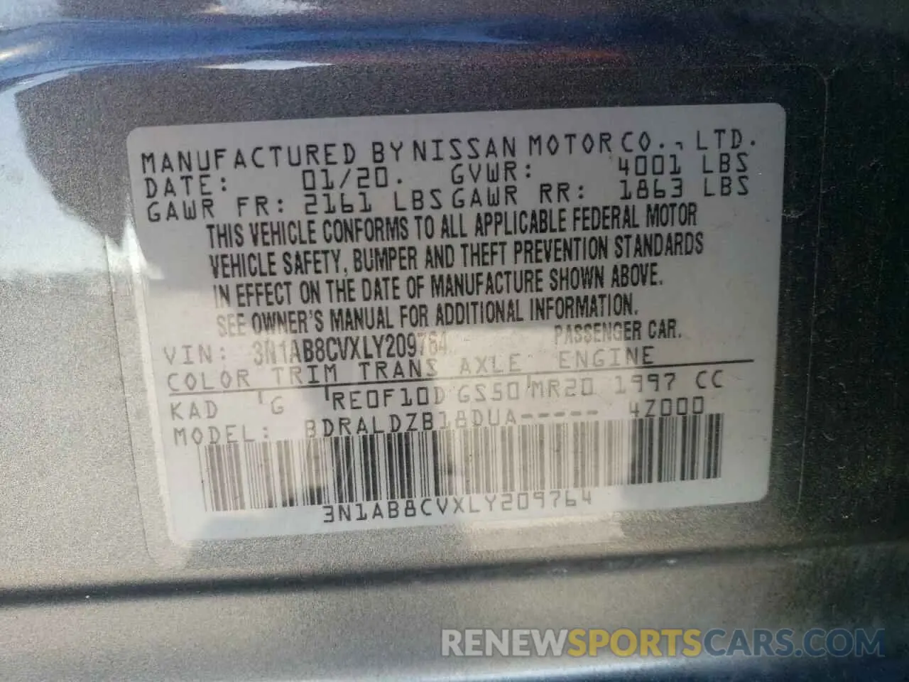 15 Photograph of a damaged car 3N1AB8CVXLY209764 NISSAN SENTRA 2020