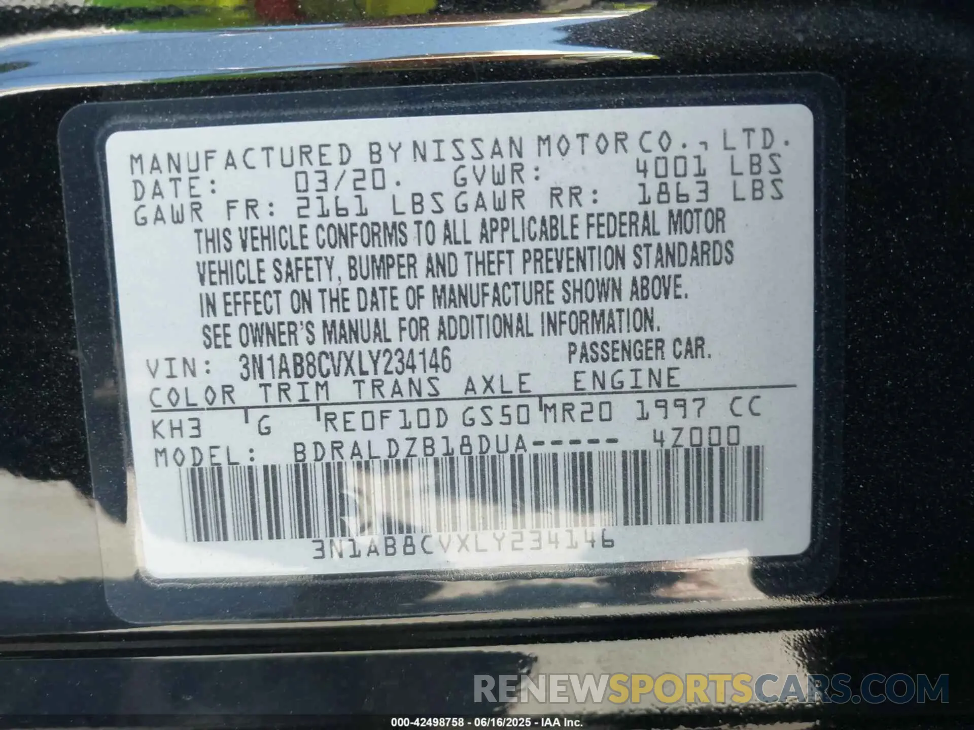 9 Photograph of a damaged car 3N1AB8CVXLY234146 NISSAN SENTRA 2020