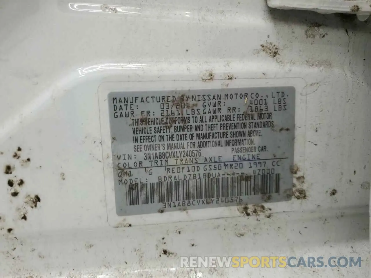12 Photograph of a damaged car 3N1AB8CVXLY240576 NISSAN SENTRA 2020
