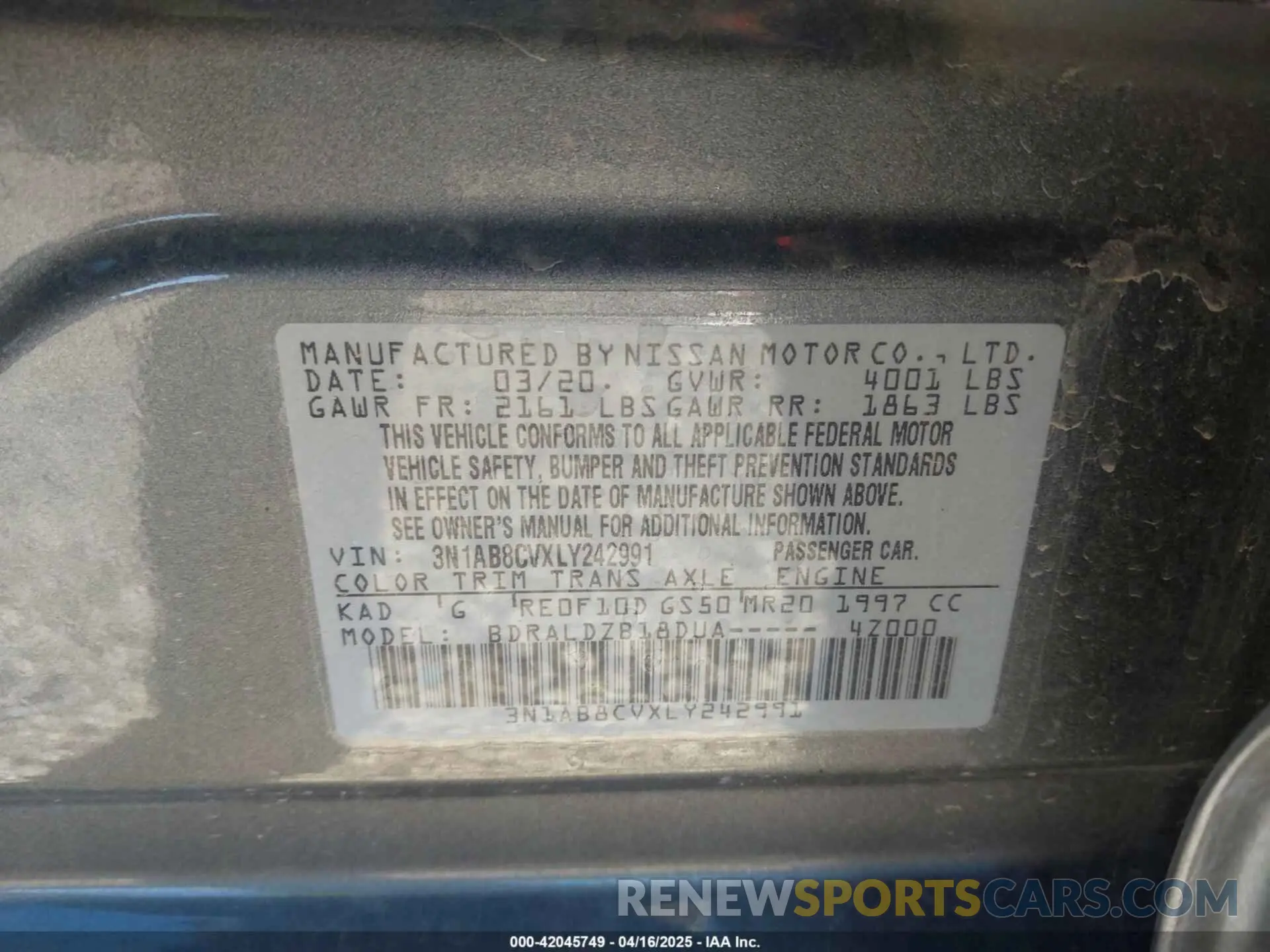 9 Photograph of a damaged car 3N1AB8CVXLY242991 NISSAN SENTRA 2020