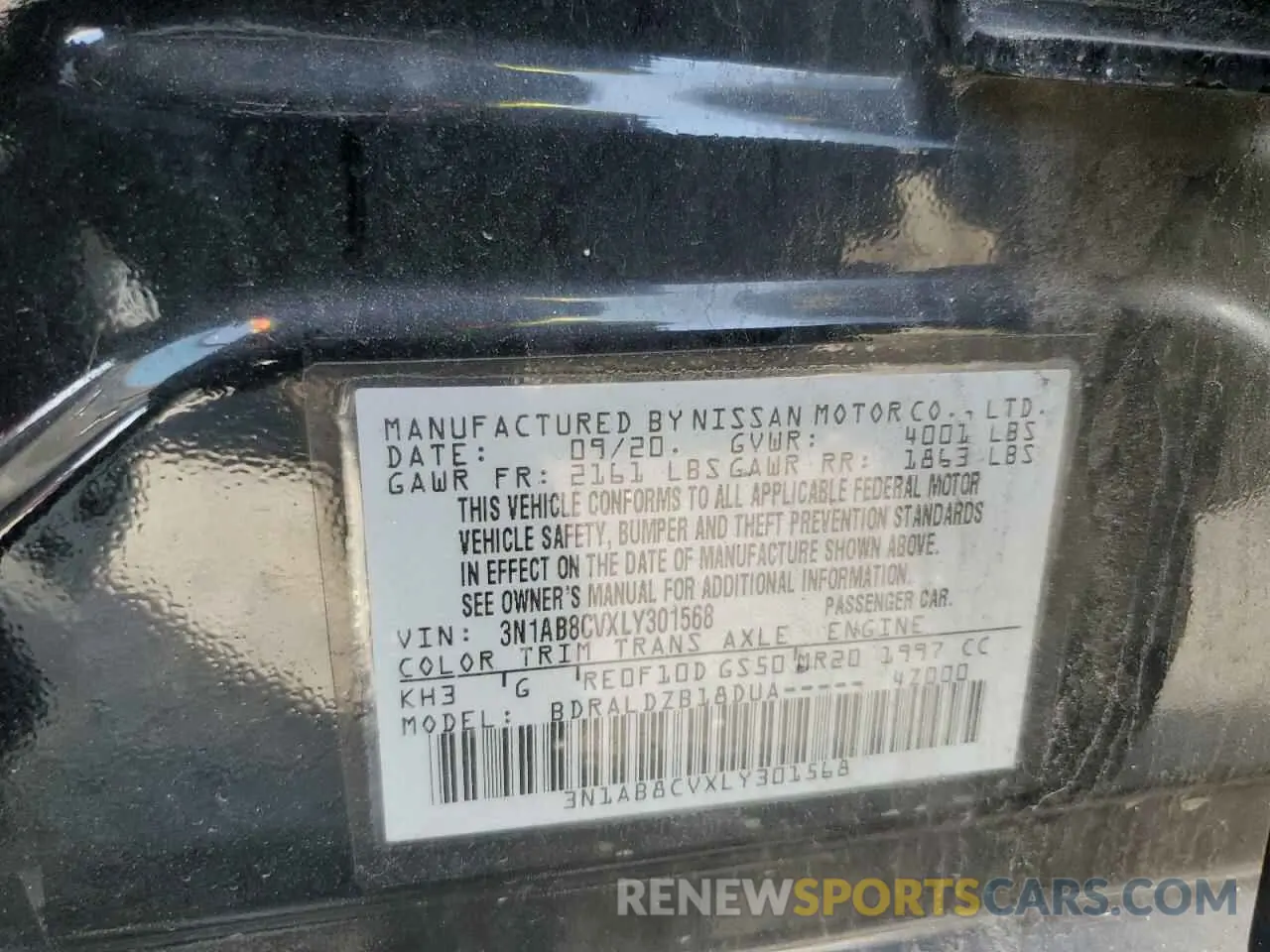 12 Photograph of a damaged car 3N1AB8CVXLY301568 NISSAN SENTRA 2020