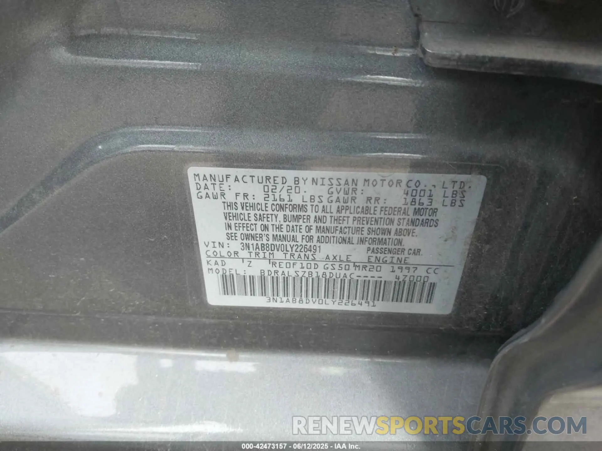9 Photograph of a damaged car 3N1AB8DV0LY226491 NISSAN SENTRA 2020