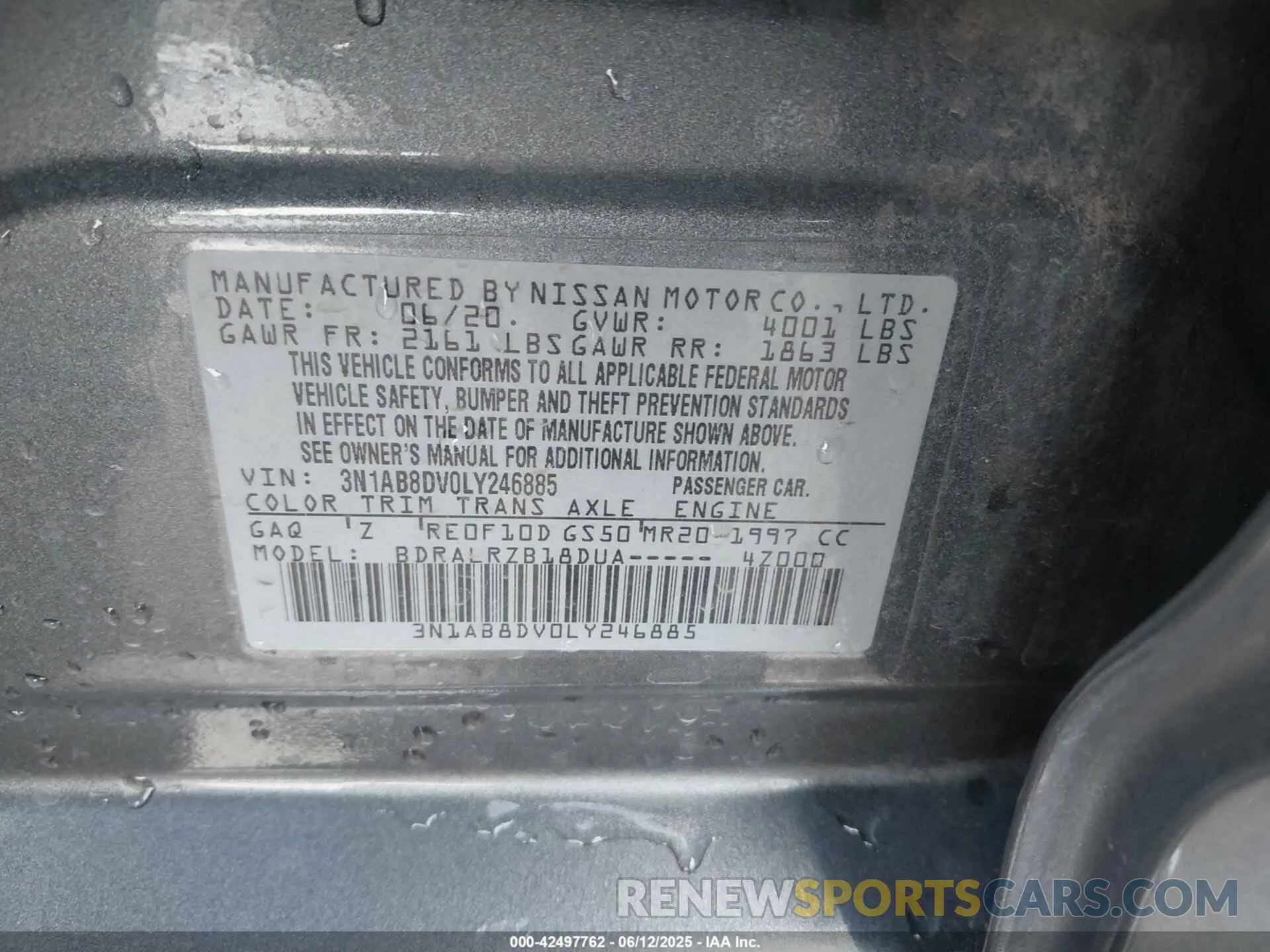 9 Photograph of a damaged car 3N1AB8DV0LY246885 NISSAN SENTRA 2020