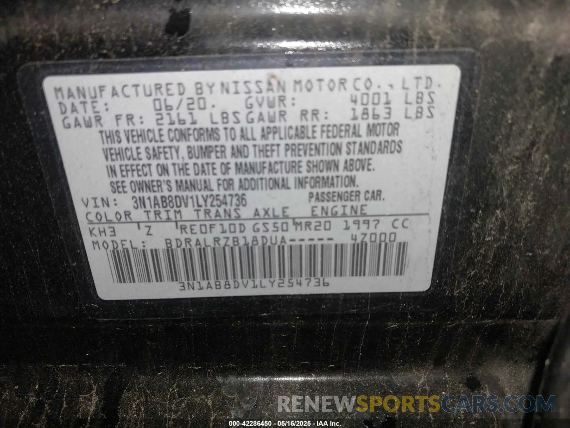 9 Photograph of a damaged car 3N1AB8DV1LY254736 NISSAN SENTRA 2020