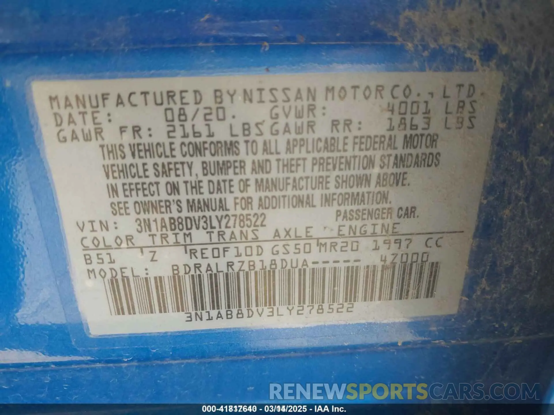 9 Photograph of a damaged car 3N1AB8DV3LY278522 NISSAN SENTRA 2020