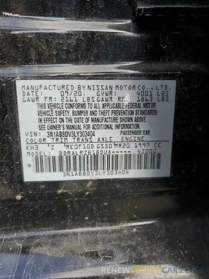 12 Photograph of a damaged car 3N1AB8DV3LY303404 NISSAN SENTRA 2020
