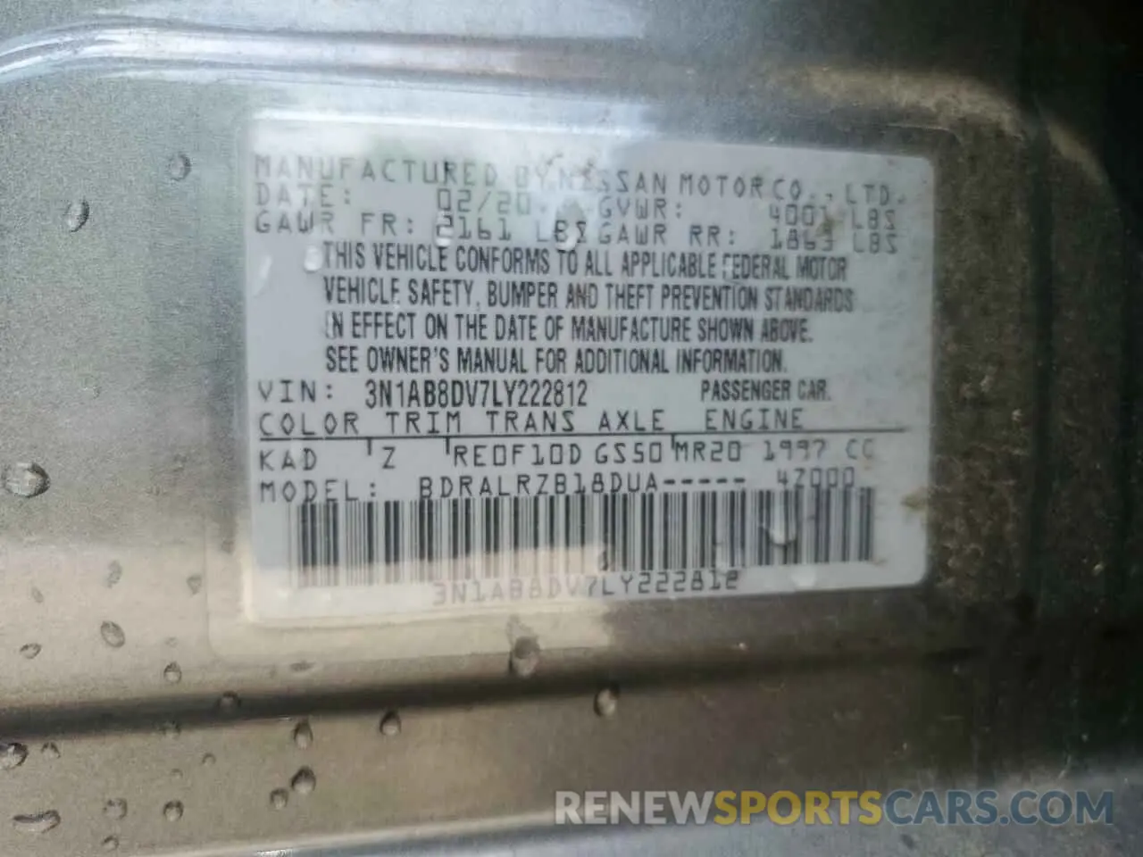 12 Photograph of a damaged car 3N1AB8DV7LY222812 NISSAN SENTRA 2020