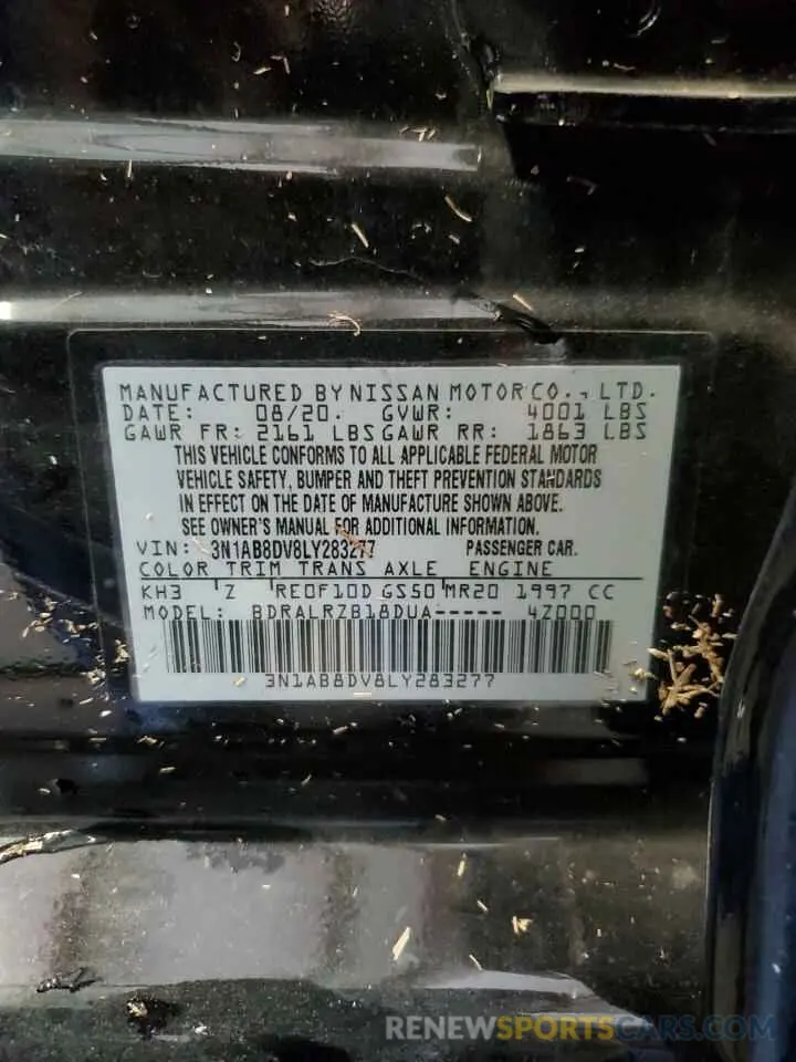 12 Photograph of a damaged car 3N1AB8DV8LY283277 NISSAN SENTRA 2020