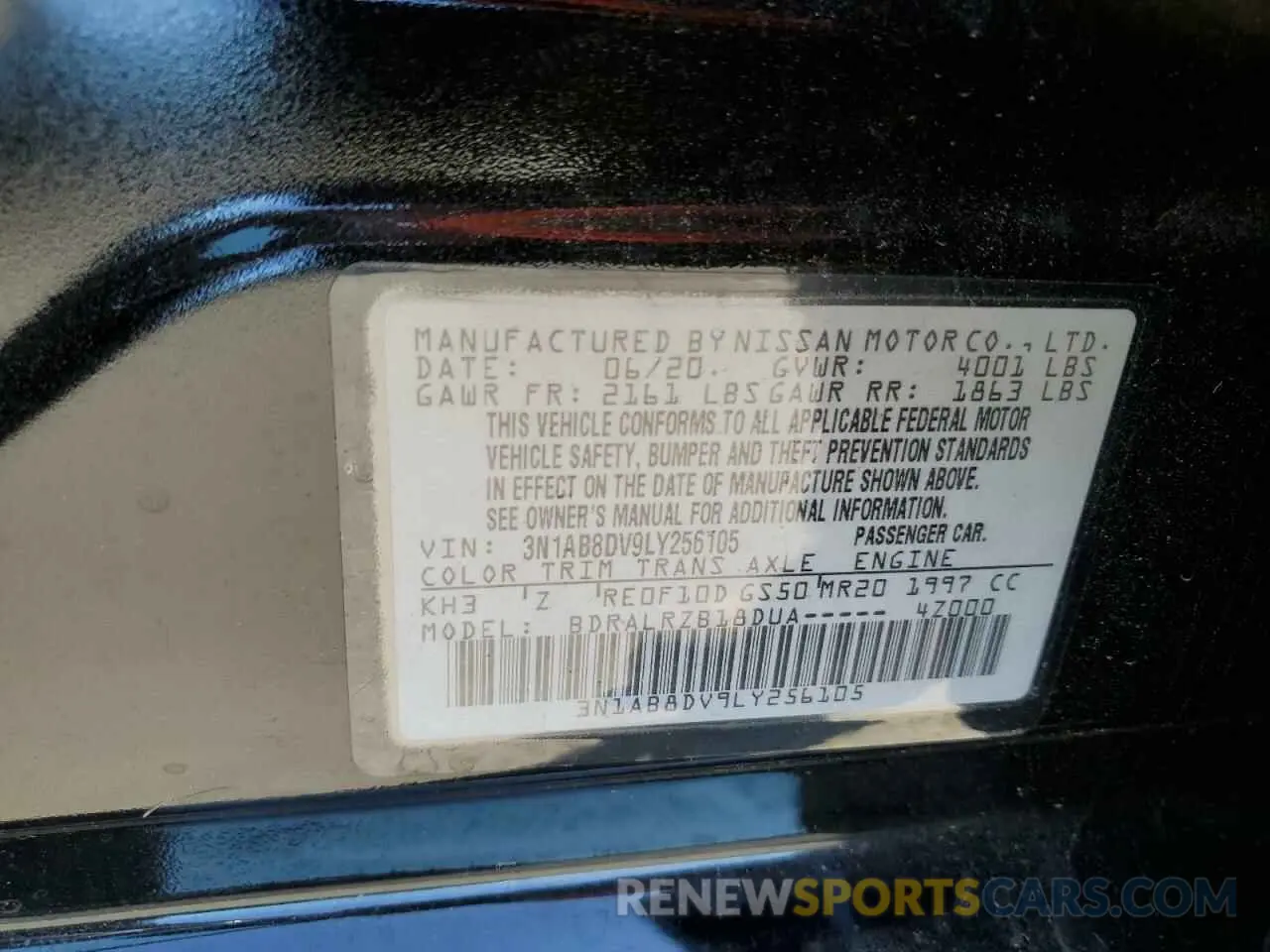 12 Photograph of a damaged car 3N1AB8DV9LY256105 NISSAN SENTRA 2020