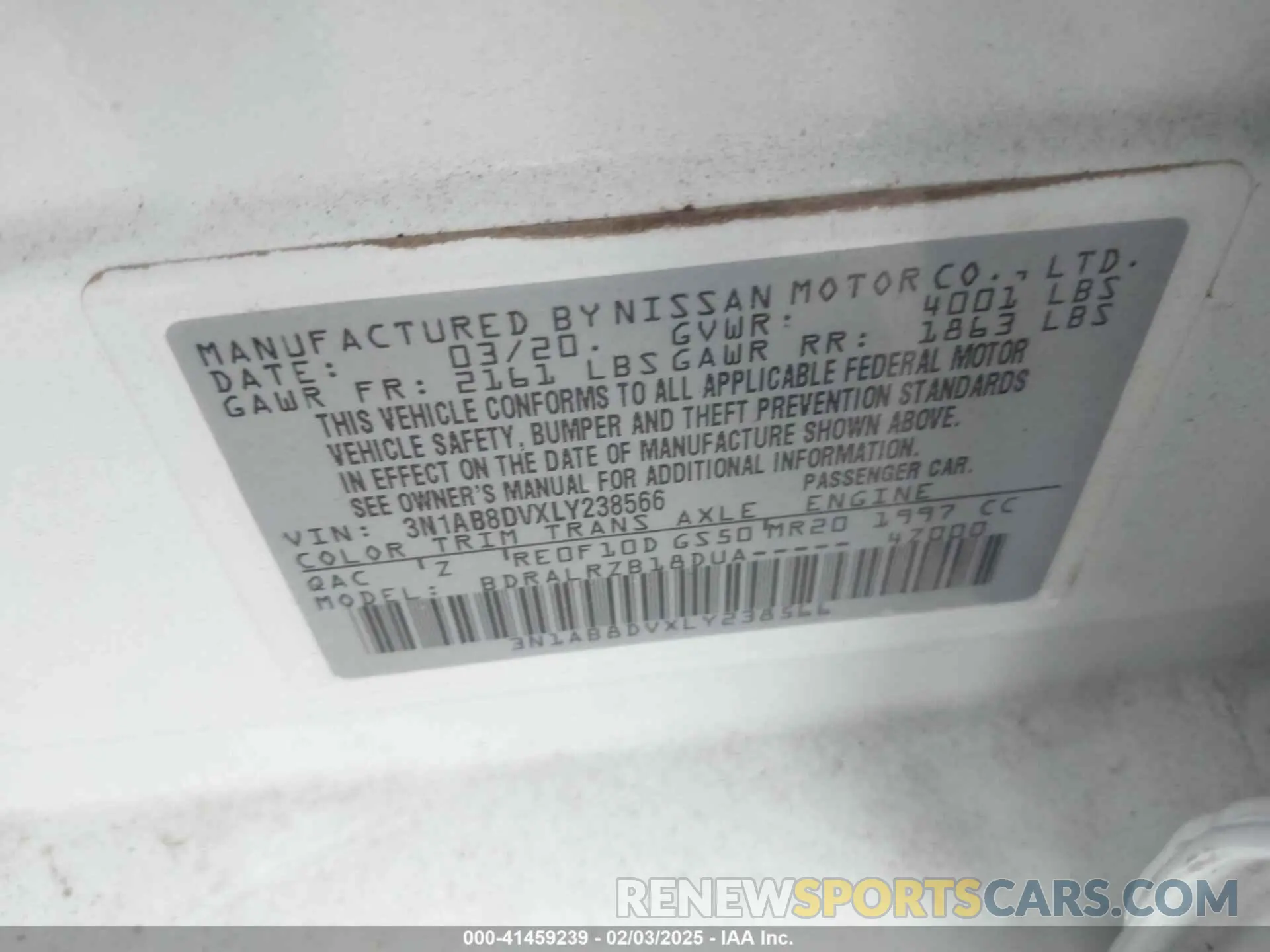 9 Photograph of a damaged car 3N1AB8DVXLY238566 NISSAN SENTRA 2020