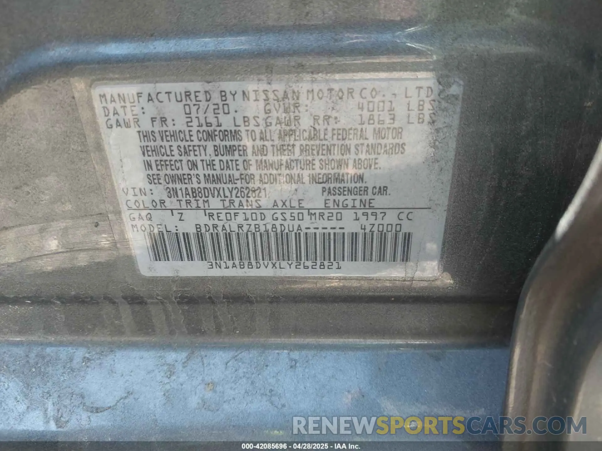 9 Photograph of a damaged car 3N1AB8DVXLY262821 NISSAN SENTRA 2020