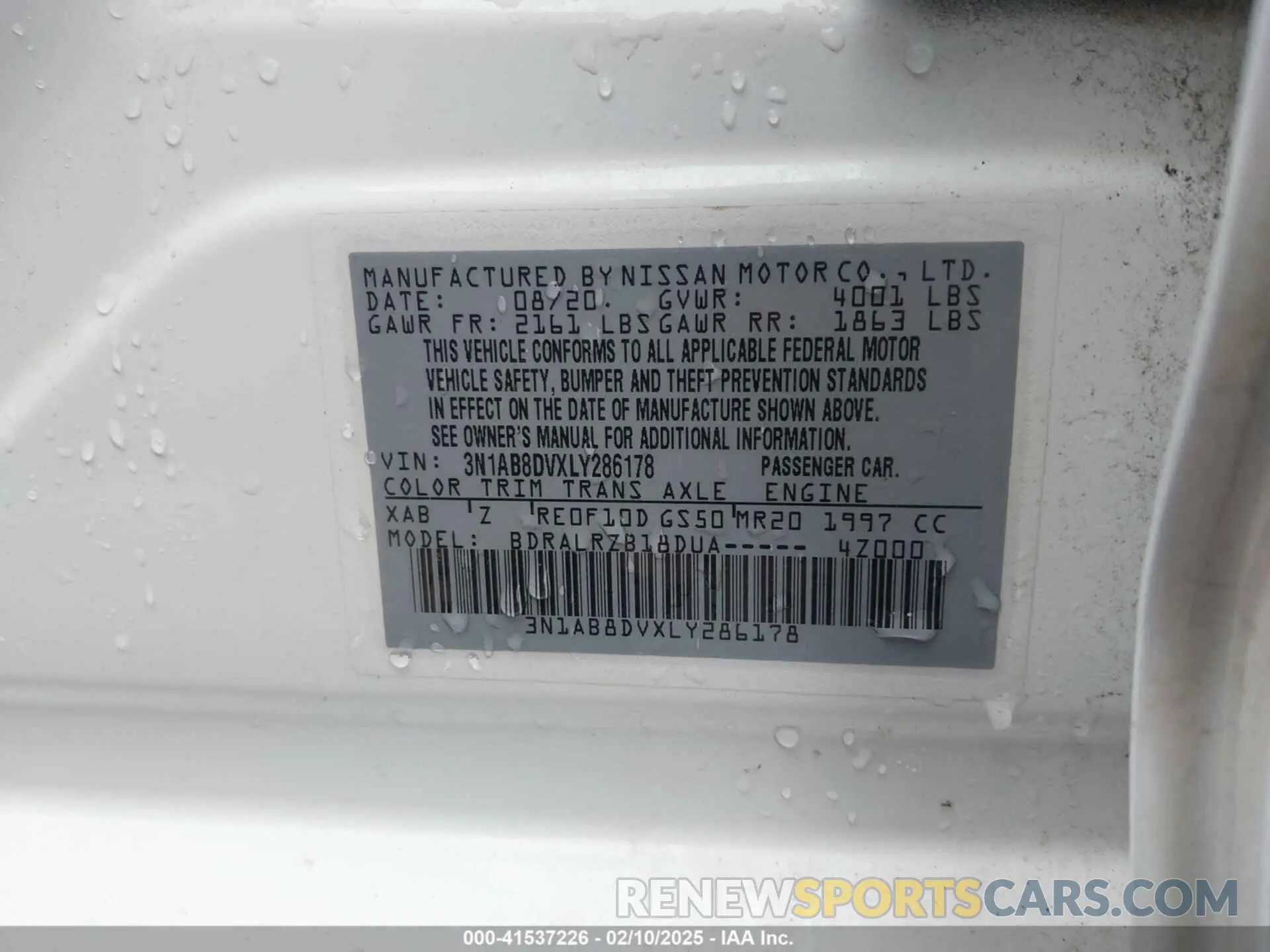 9 Photograph of a damaged car 3N1AB8DVXLY286178 NISSAN SENTRA 2020