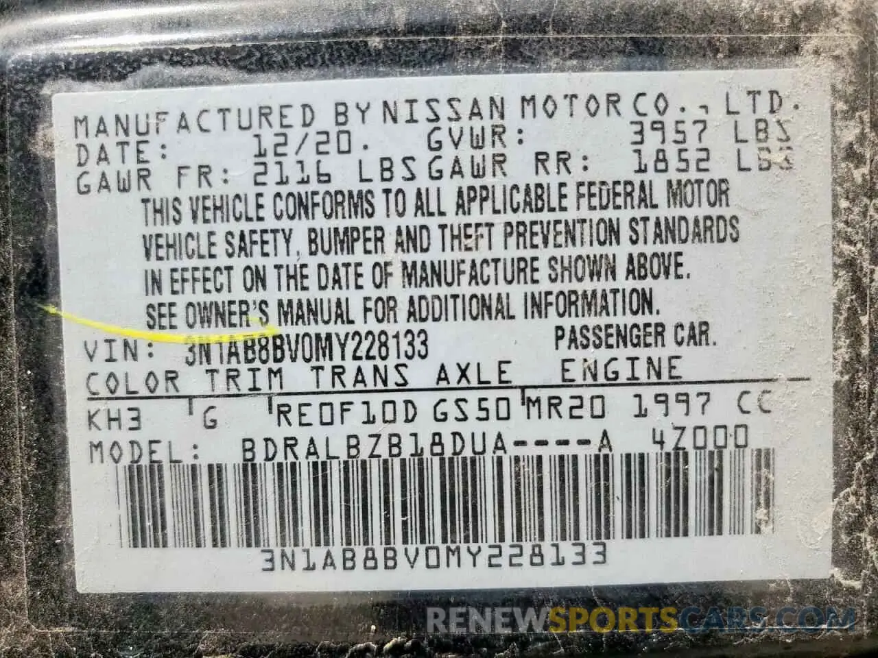 13 Photograph of a damaged car 3N1AB8BV0MY228133 NISSAN SENTRA 2021