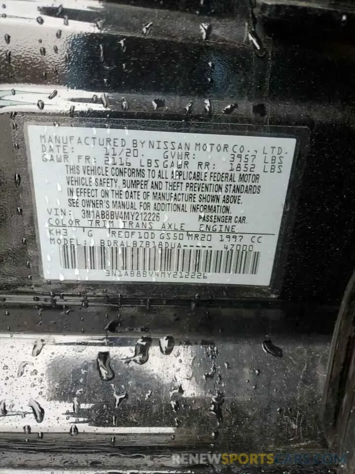 14 Photograph of a damaged car 3N1AB8BV4MY212226 NISSAN SENTRA 2021