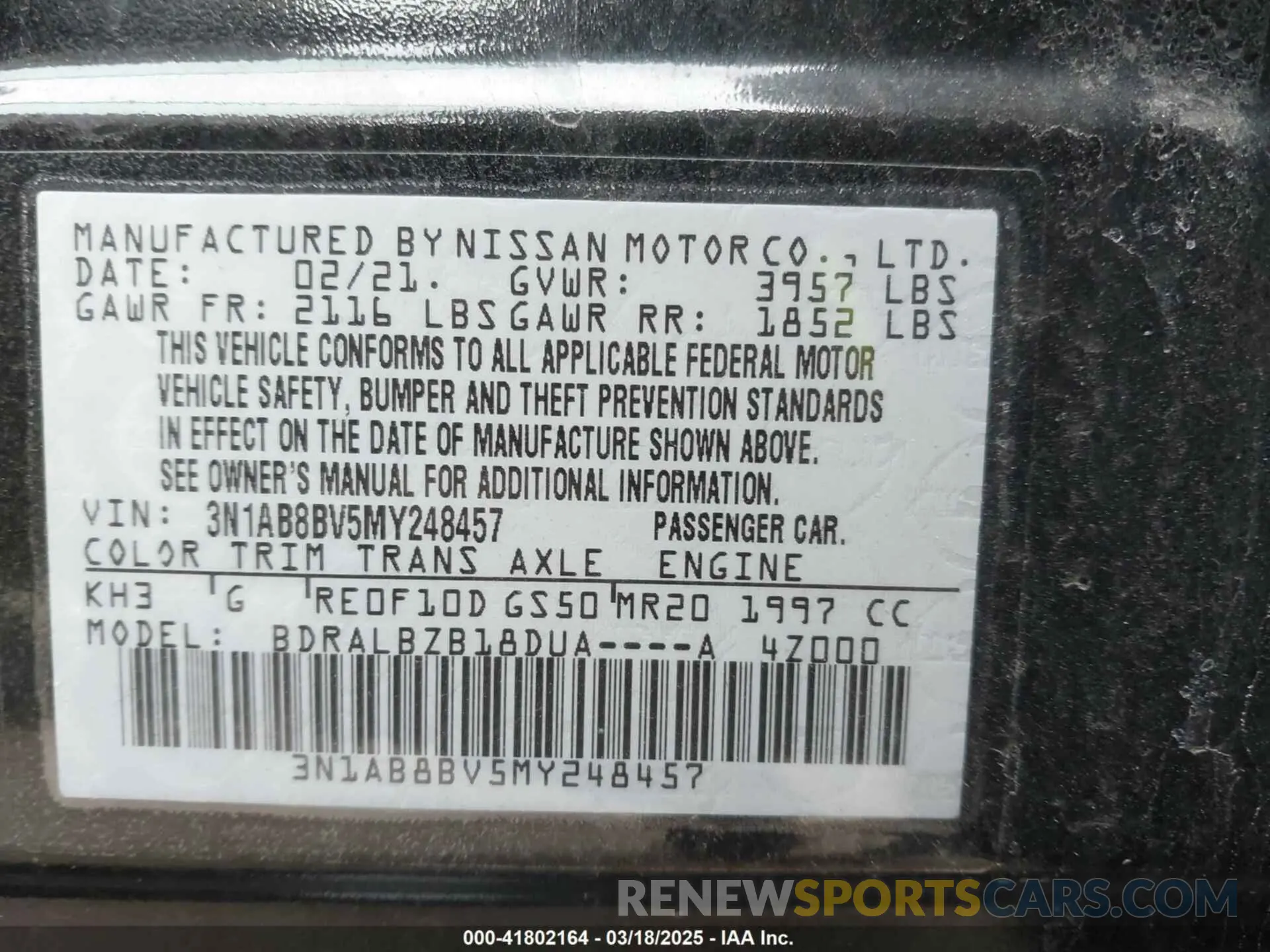 9 Photograph of a damaged car 3N1AB8BV5MY248457 NISSAN SENTRA 2021