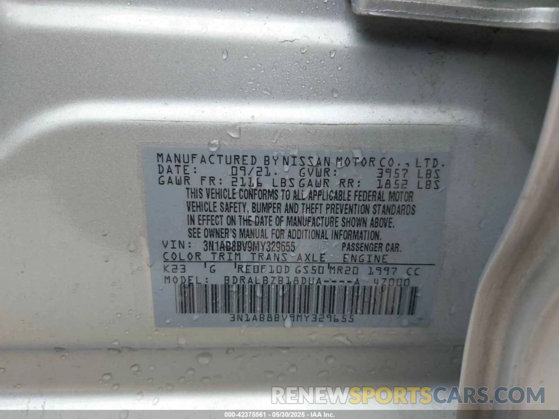 9 Photograph of a damaged car 3N1AB8BV9MY329655 NISSAN SENTRA 2021