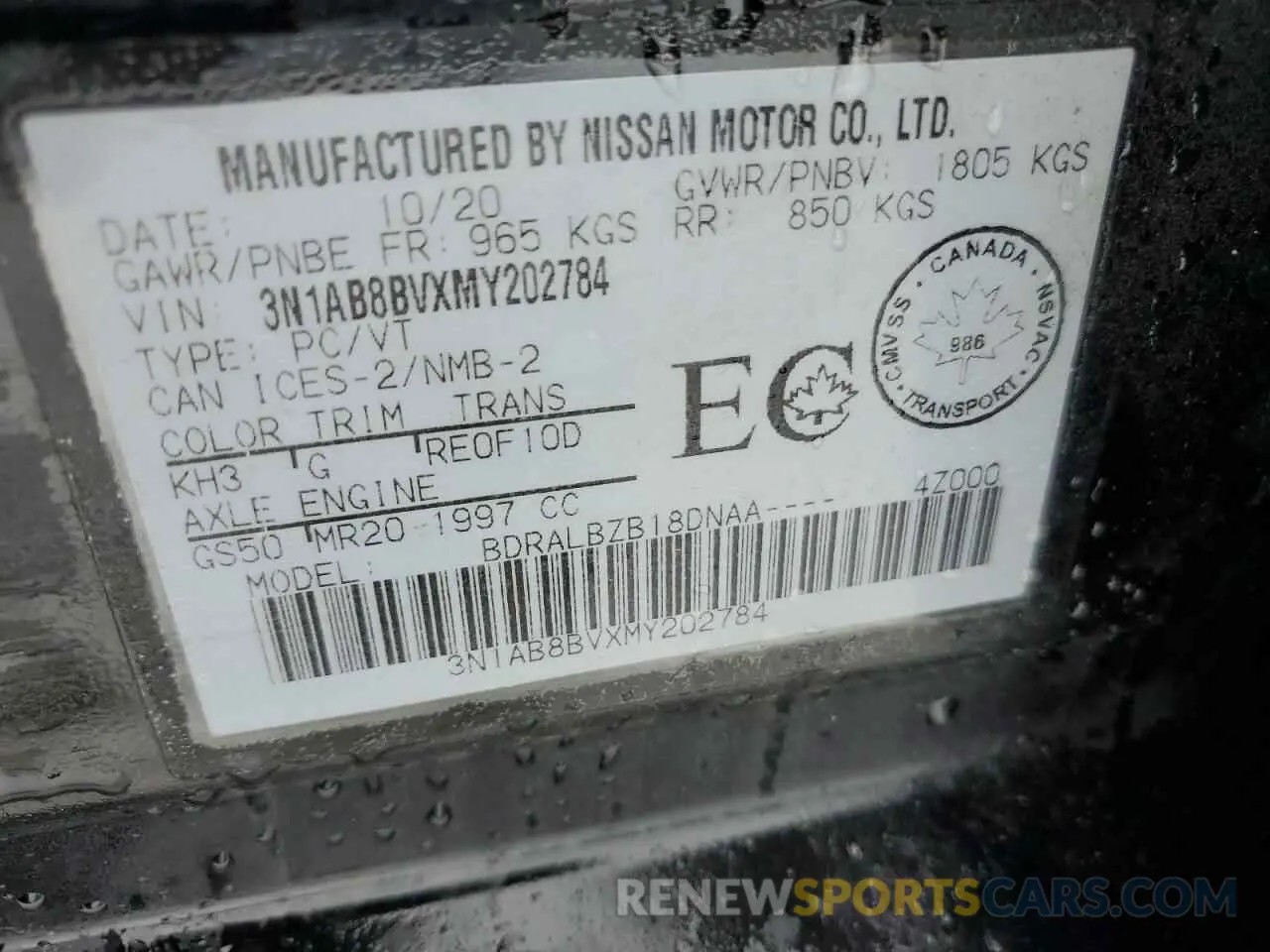 12 Photograph of a damaged car 3N1AB8BVXMY202784 NISSAN SENTRA 2021