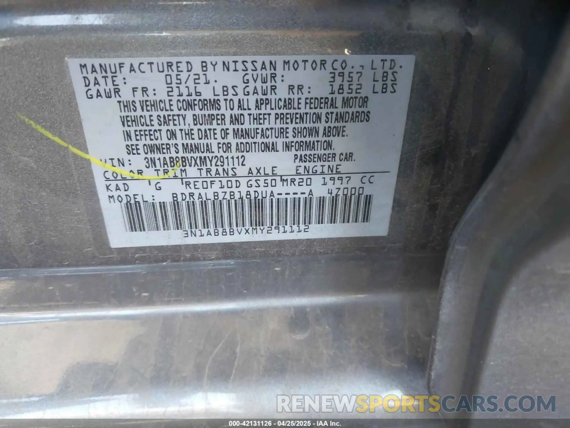9 Photograph of a damaged car 3N1AB8BVXMY291112 NISSAN SENTRA 2021