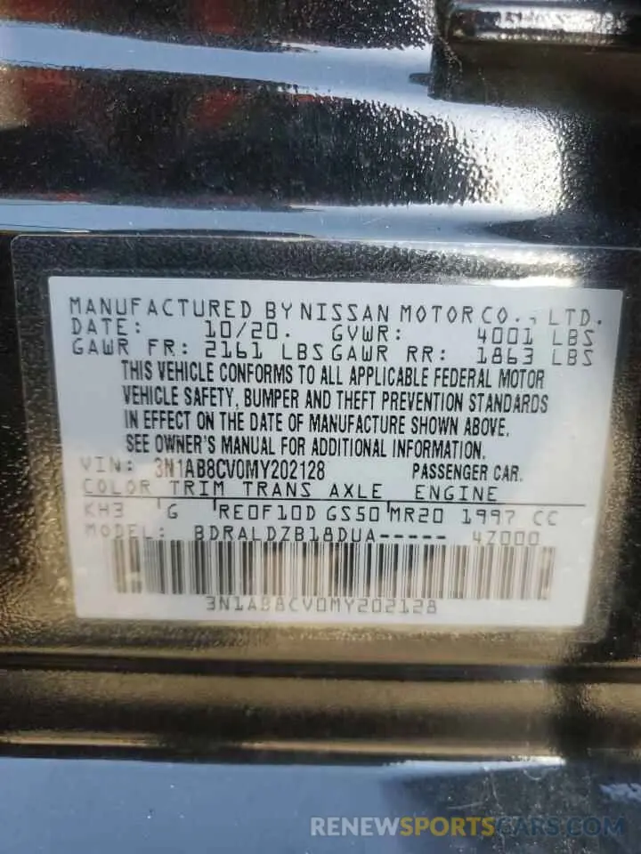 12 Photograph of a damaged car 3N1AB8CV0MY202128 NISSAN SENTRA 2021
