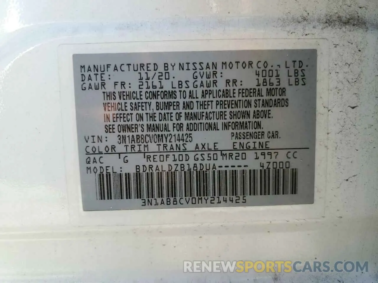 12 Photograph of a damaged car 3N1AB8CV0MY214425 NISSAN SENTRA 2021