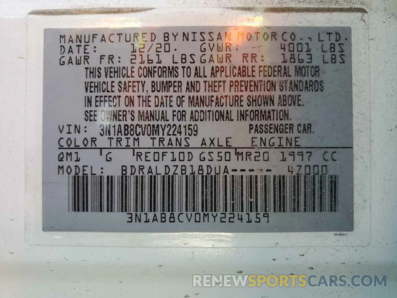 12 Photograph of a damaged car 3N1AB8CV0MY224159 NISSAN SENTRA 2021