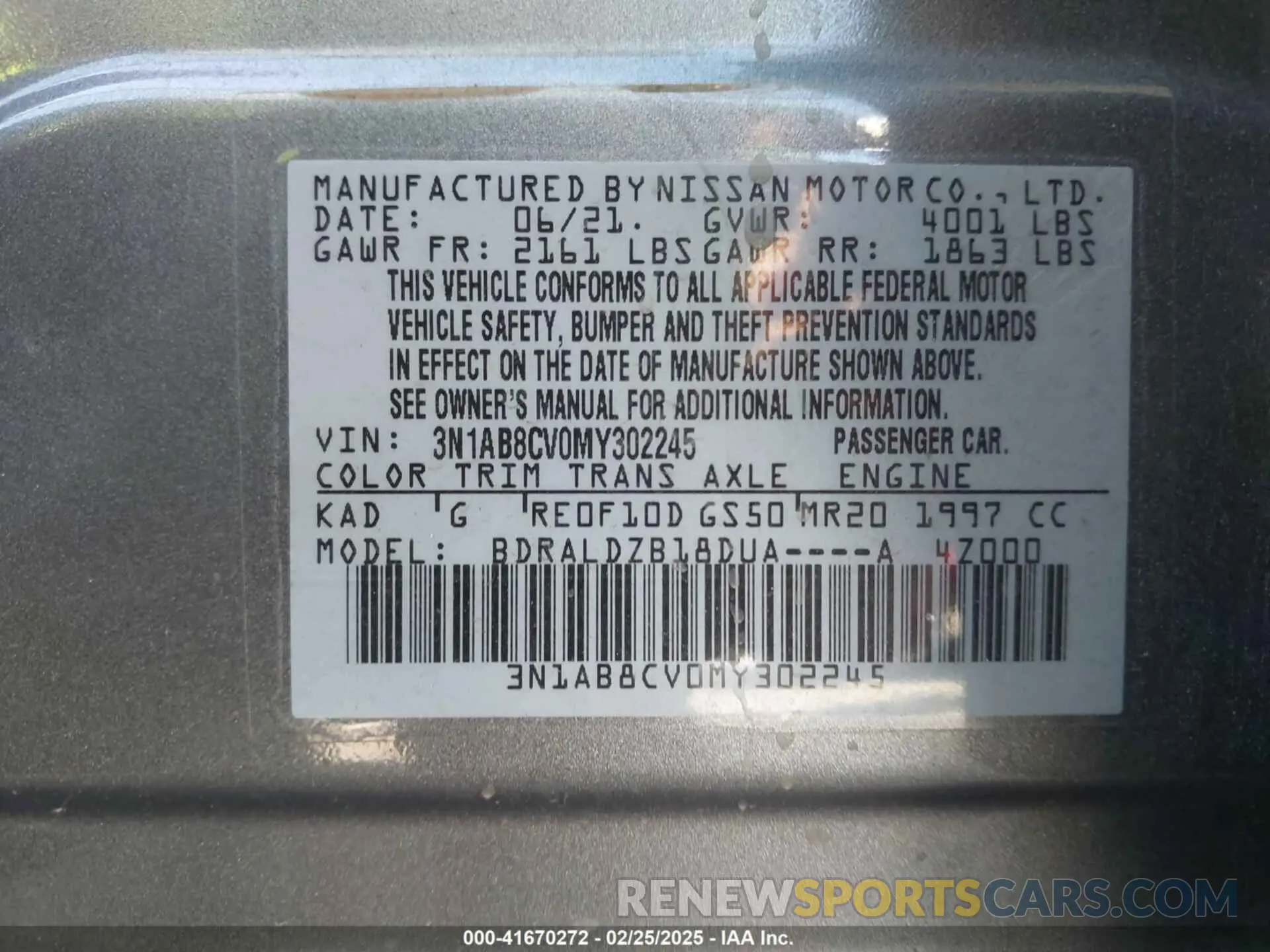 9 Photograph of a damaged car 3N1AB8CV0MY302245 NISSAN SENTRA 2021