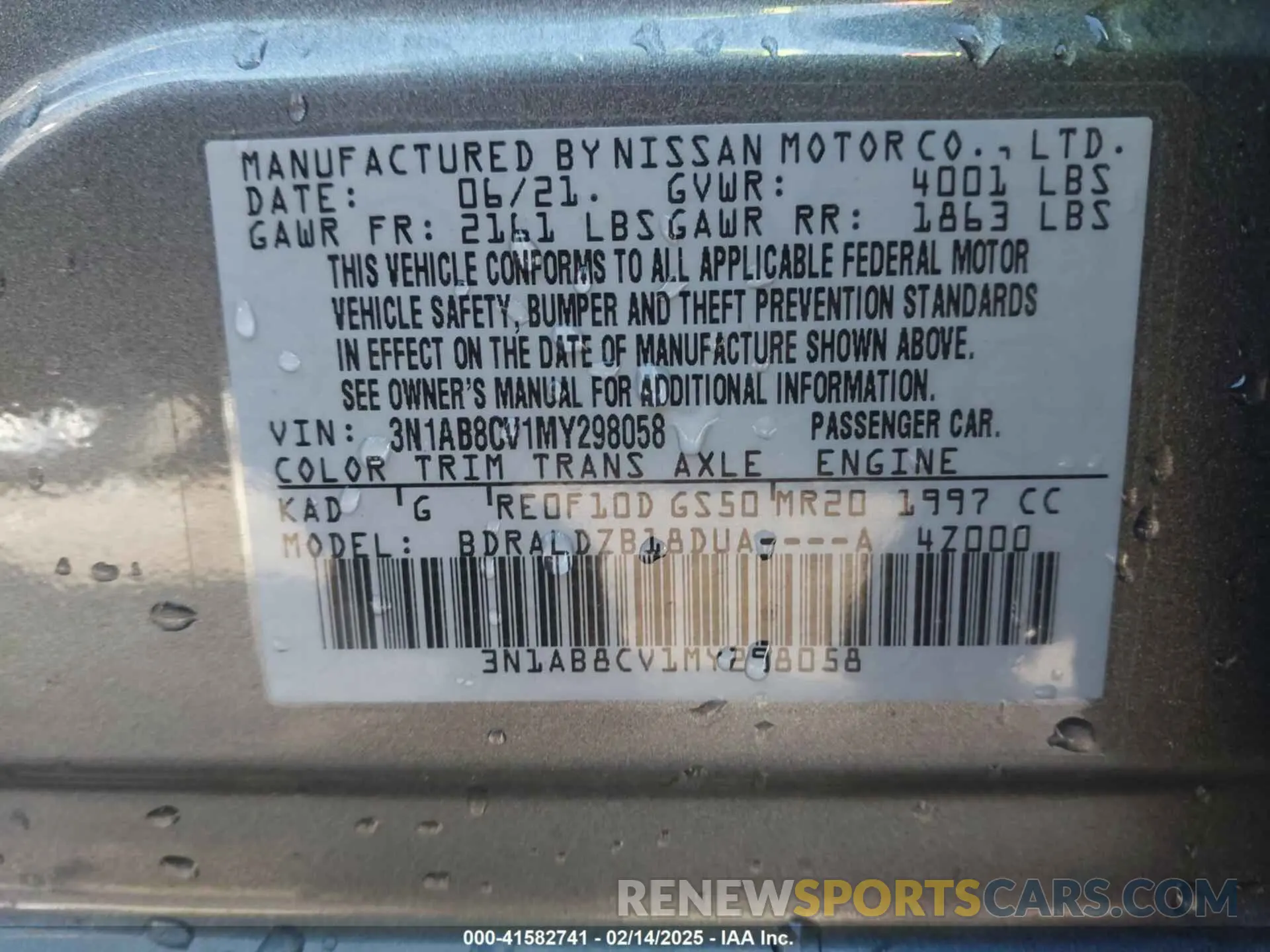 9 Photograph of a damaged car 3N1AB8CV1MY298058 NISSAN SENTRA 2021