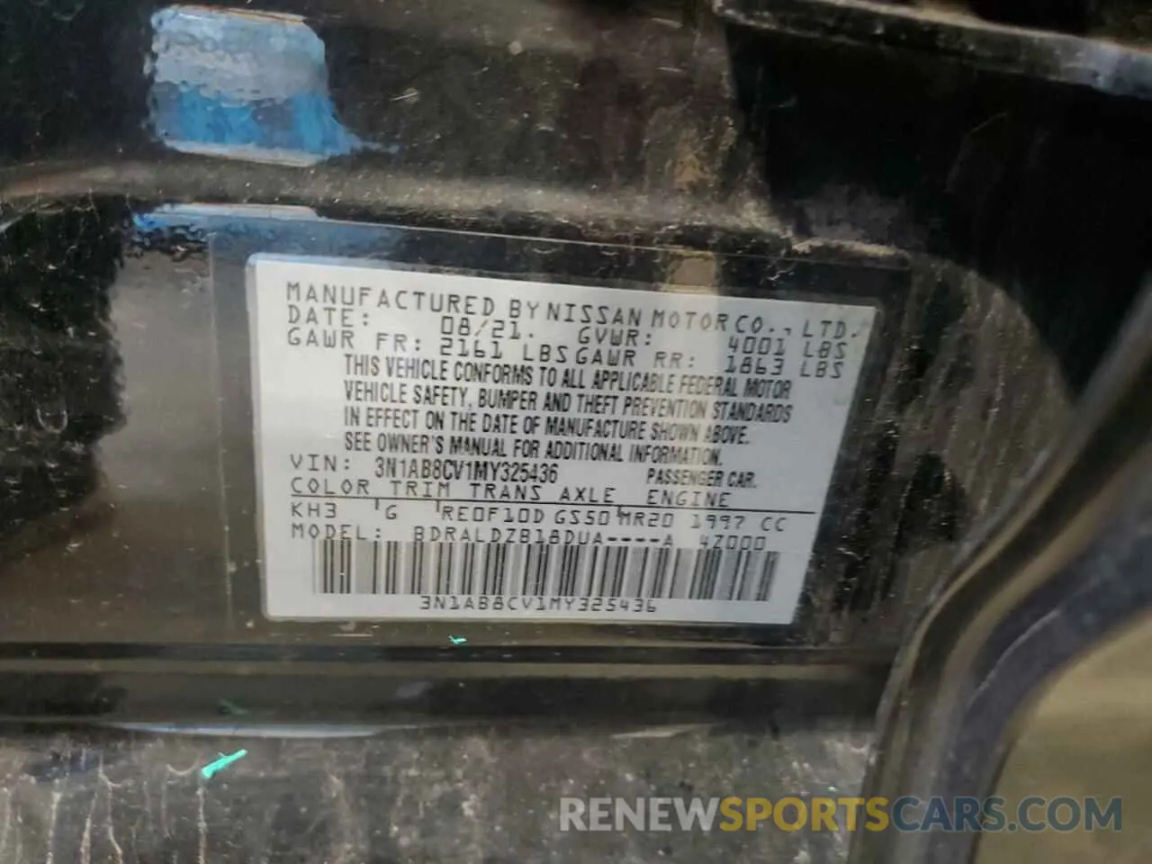 12 Photograph of a damaged car 3N1AB8CV1MY325436 NISSAN SENTRA 2021