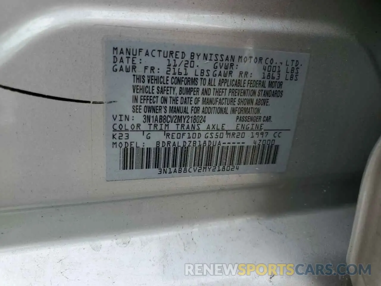 15 Photograph of a damaged car 3N1AB8CV2MY218024 NISSAN SENTRA 2021