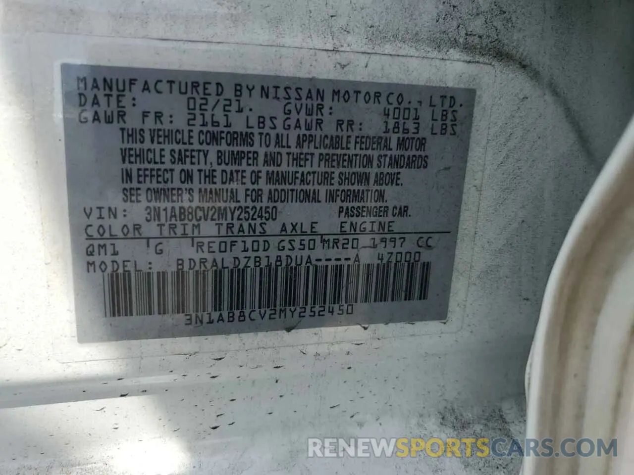 12 Photograph of a damaged car 3N1AB8CV2MY252450 NISSAN SENTRA 2021