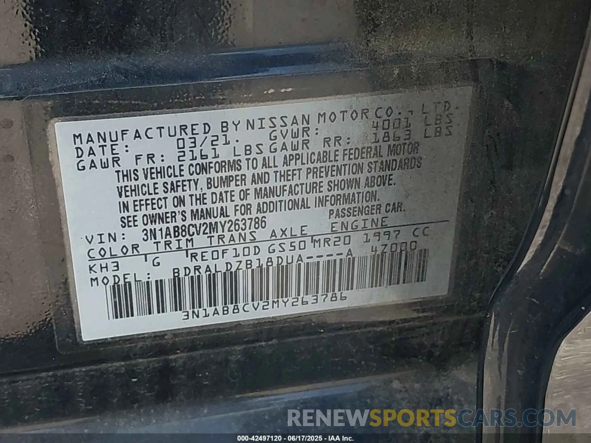 9 Photograph of a damaged car 3N1AB8CV2MY263786 NISSAN SENTRA 2021