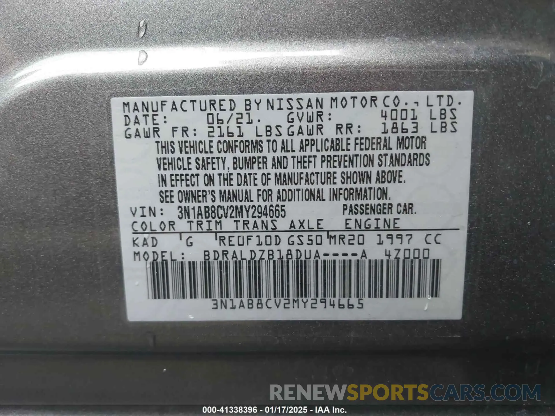9 Photograph of a damaged car 3N1AB8CV2MY294665 NISSAN SENTRA 2021