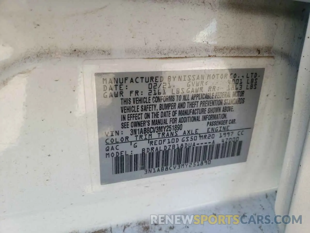 14 Photograph of a damaged car 3N1AB8CV3MY251890 NISSAN SENTRA 2021