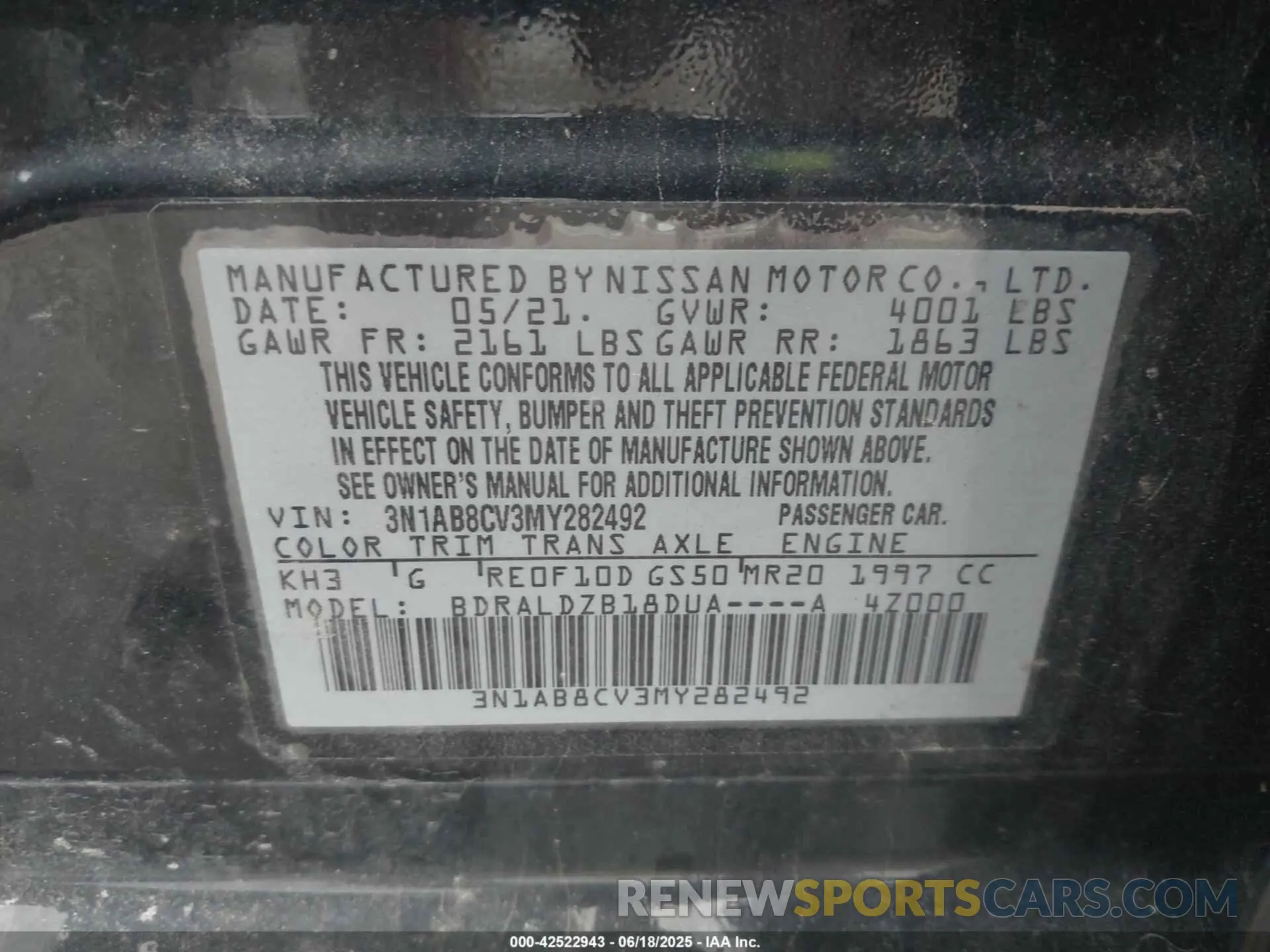 9 Photograph of a damaged car 3N1AB8CV3MY282492 NISSAN SENTRA 2021
