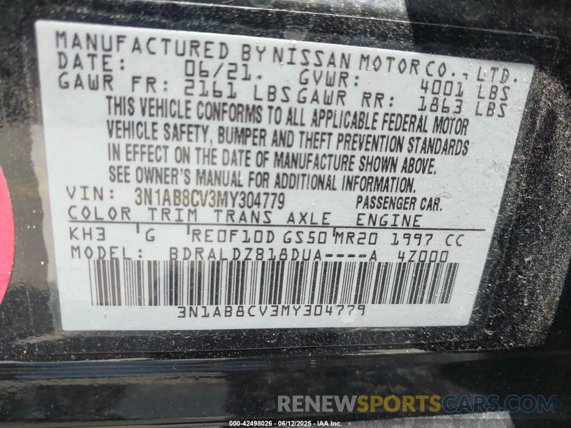 9 Photograph of a damaged car 3N1AB8CV3MY304779 NISSAN SENTRA 2021
