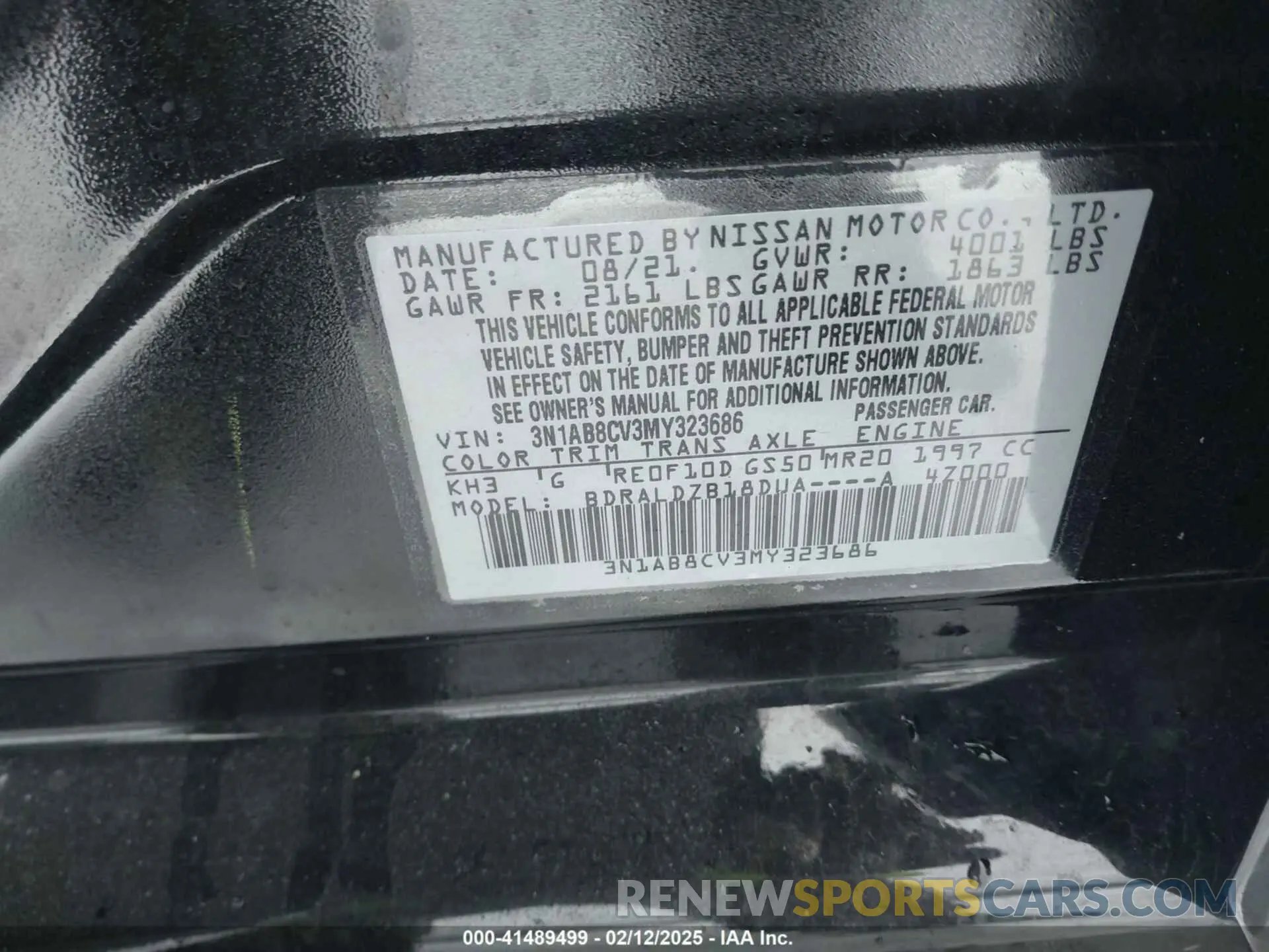 9 Photograph of a damaged car 3N1AB8CV3MY323686 NISSAN SENTRA 2021