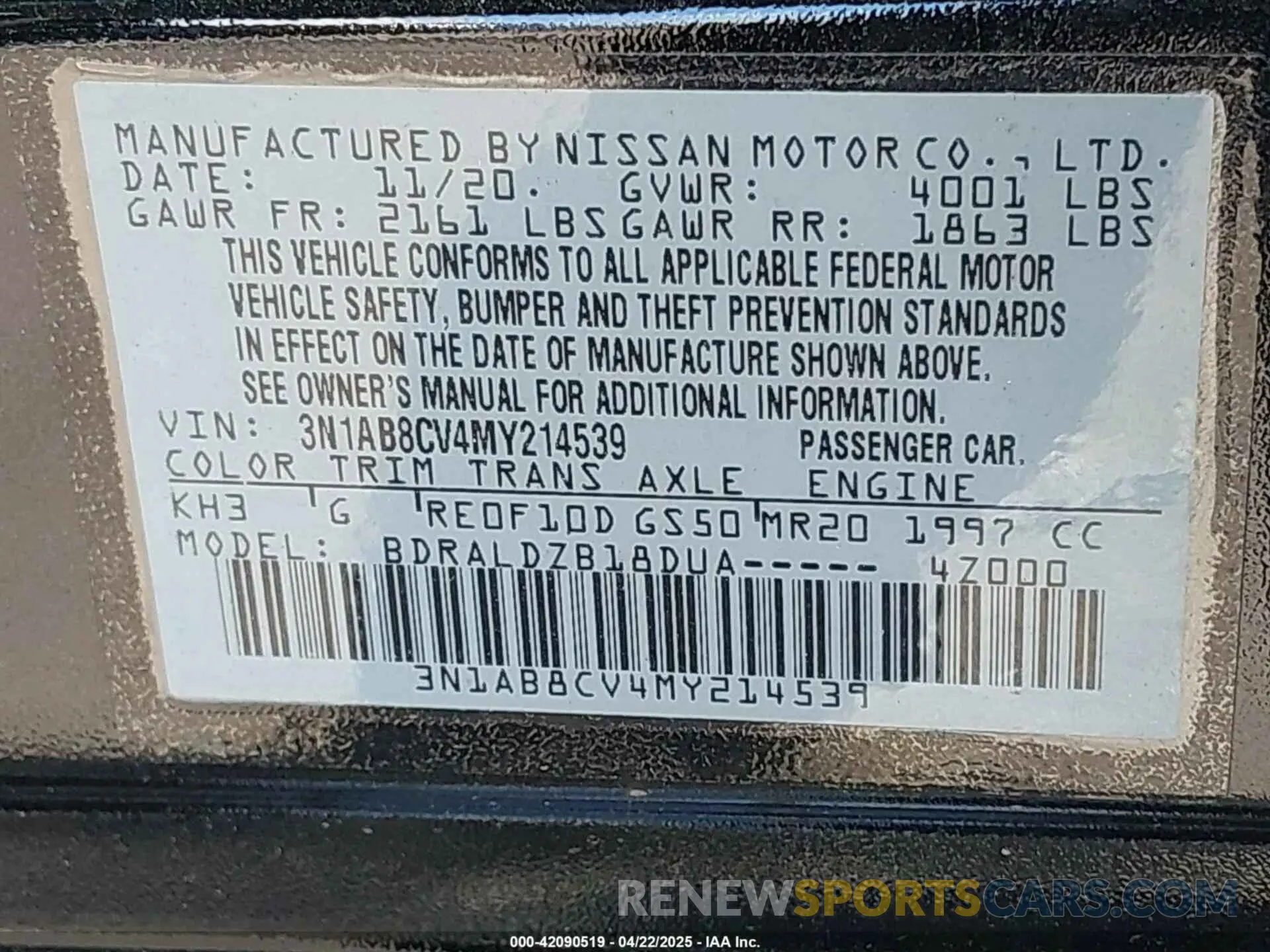 9 Photograph of a damaged car 3N1AB8CV4MY214539 NISSAN SENTRA 2021