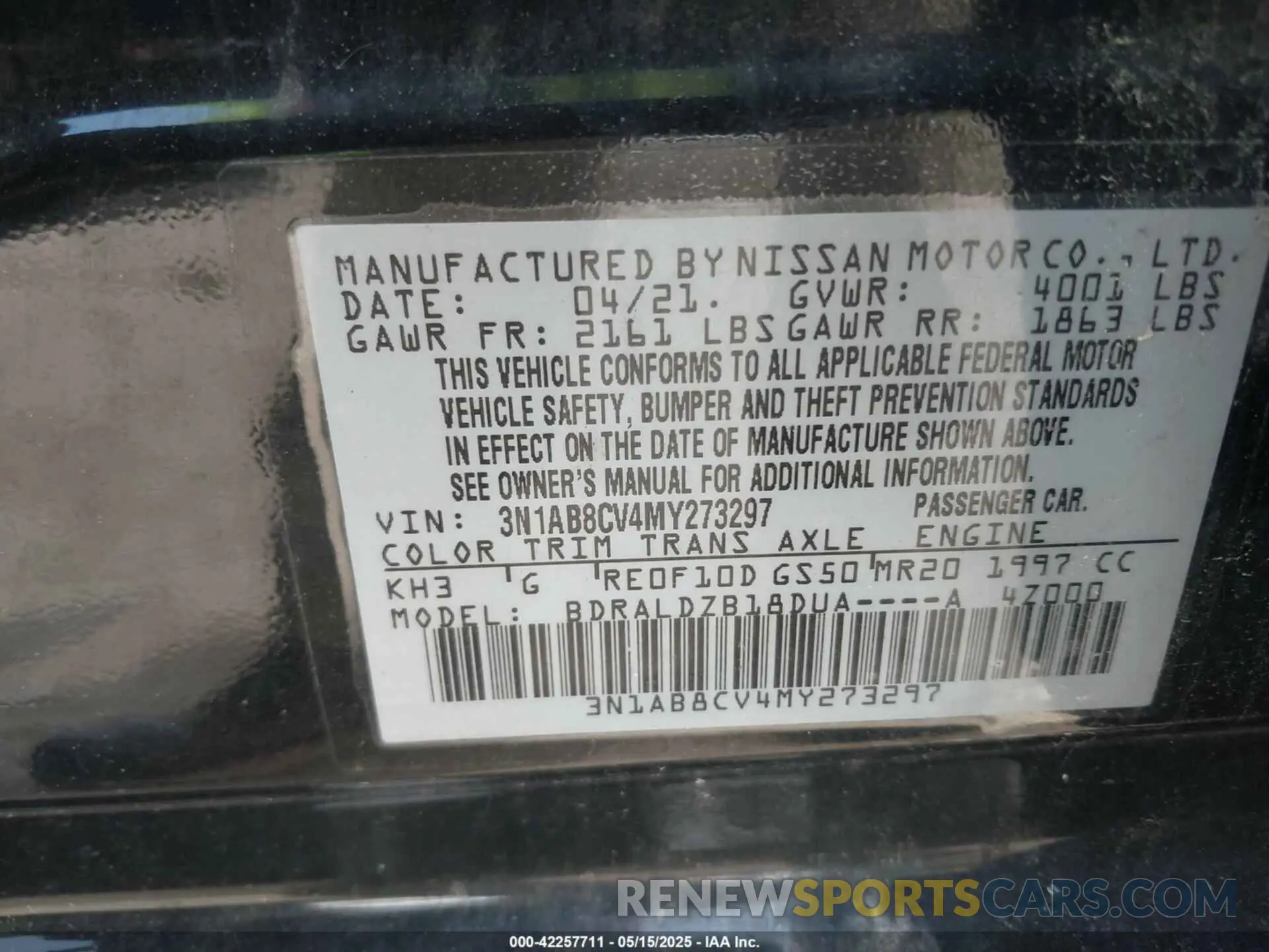 9 Photograph of a damaged car 3N1AB8CV4MY273297 NISSAN SENTRA 2021