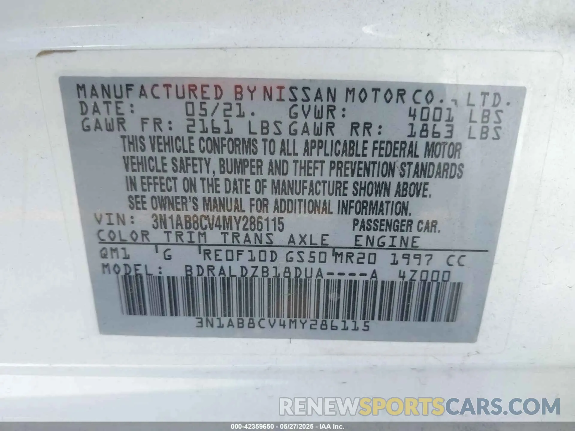 9 Photograph of a damaged car 3N1AB8CV4MY286115 NISSAN SENTRA 2021