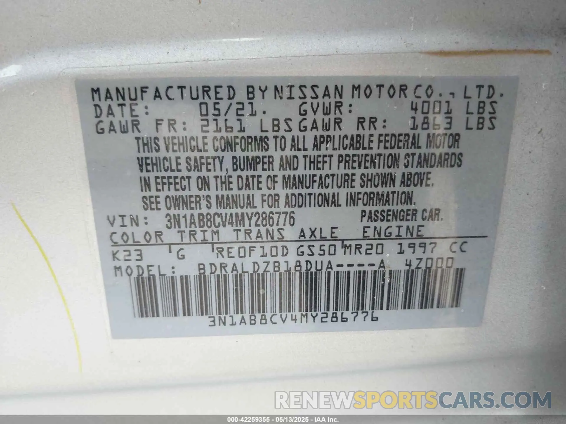 9 Photograph of a damaged car 3N1AB8CV4MY286776 NISSAN SENTRA 2021
