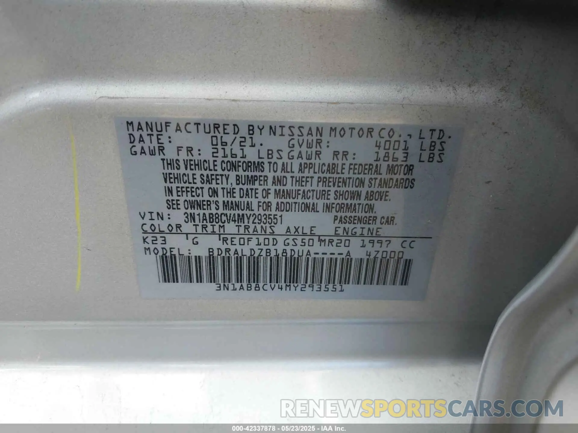 9 Photograph of a damaged car 3N1AB8CV4MY293551 NISSAN SENTRA 2021