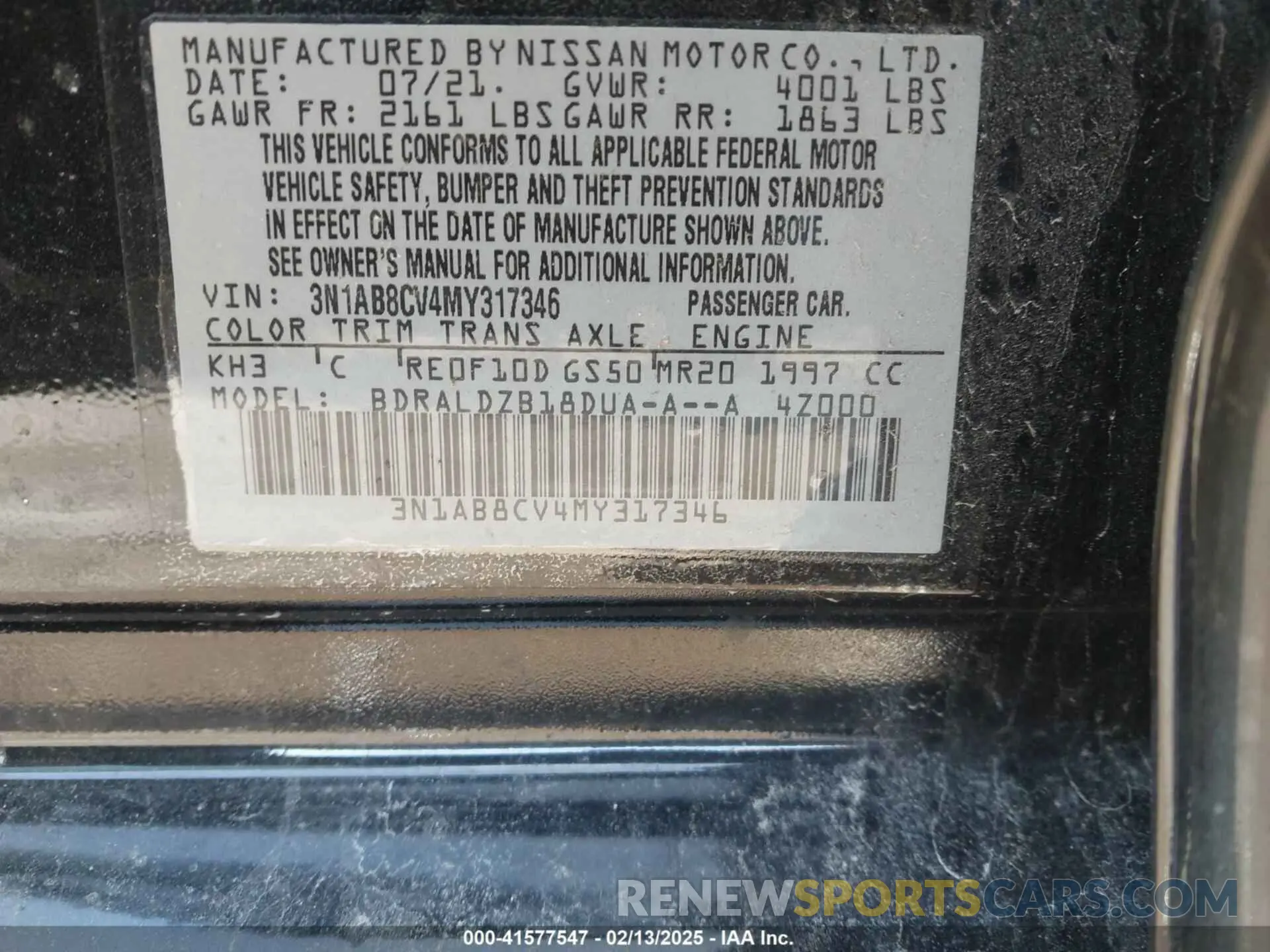 9 Photograph of a damaged car 3N1AB8CV4MY317346 NISSAN SENTRA 2021