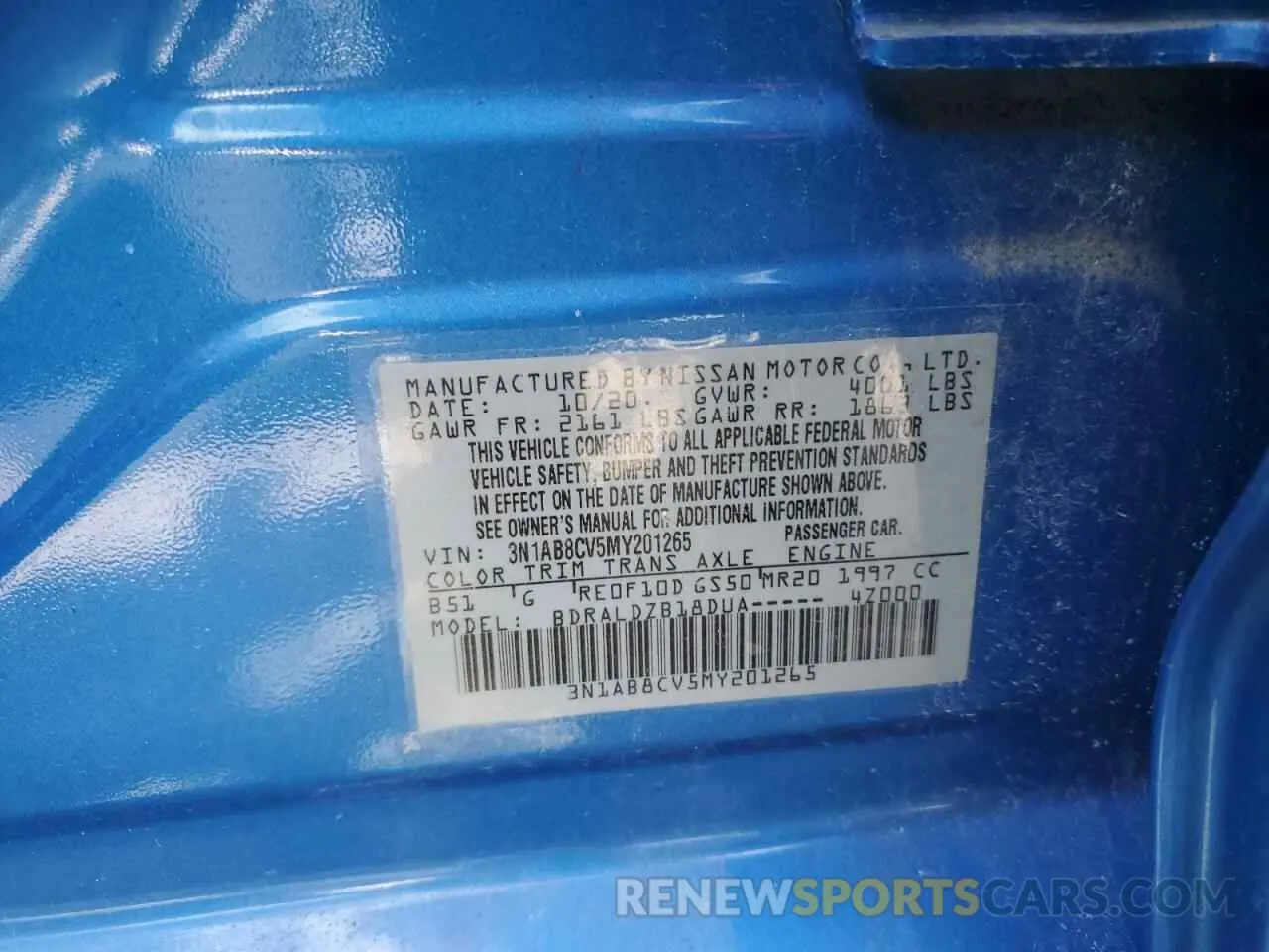 13 Photograph of a damaged car 3N1AB8CV5MY201265 NISSAN SENTRA 2021