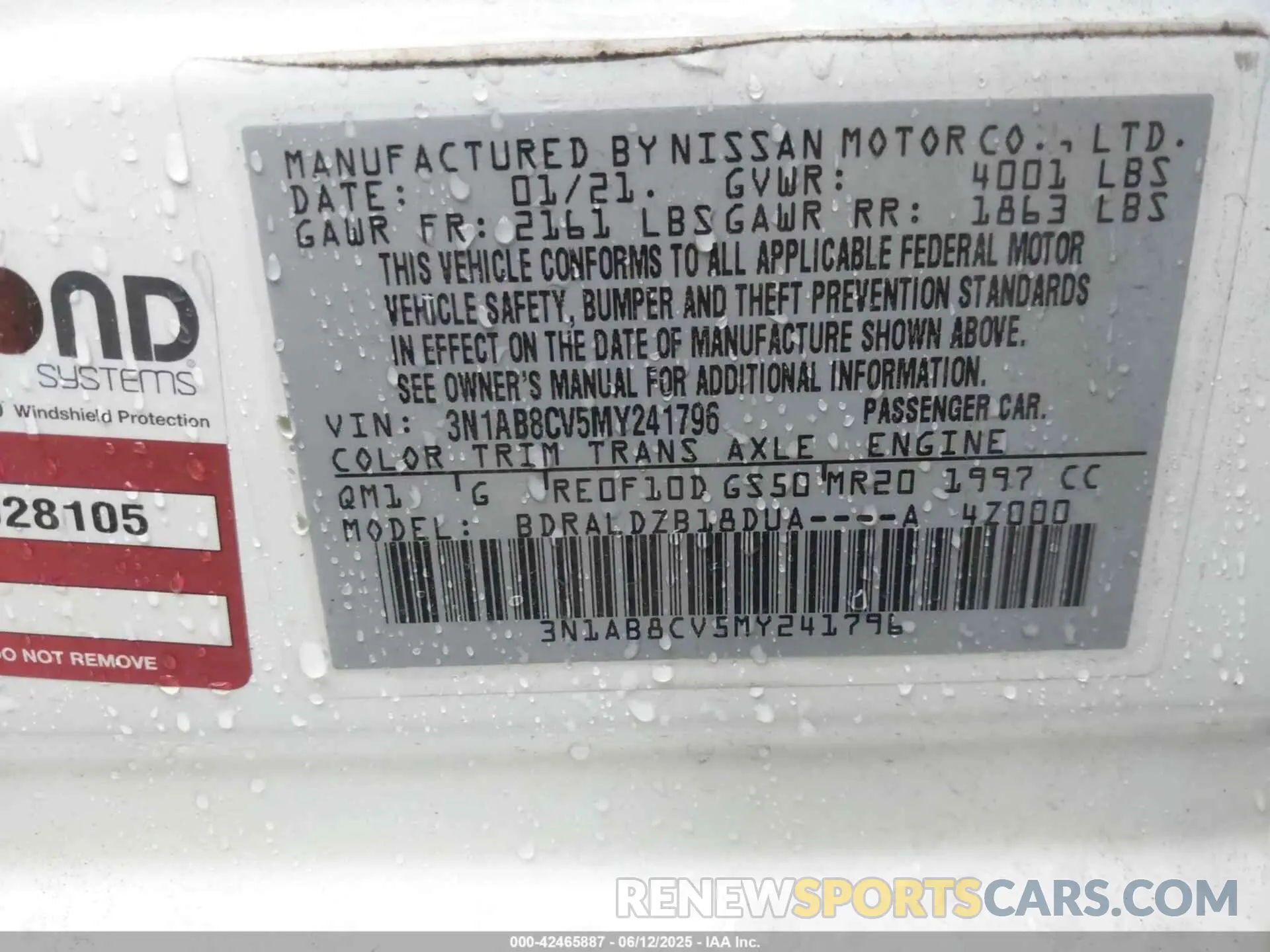 9 Photograph of a damaged car 3N1AB8CV5MY241796 NISSAN SENTRA 2021