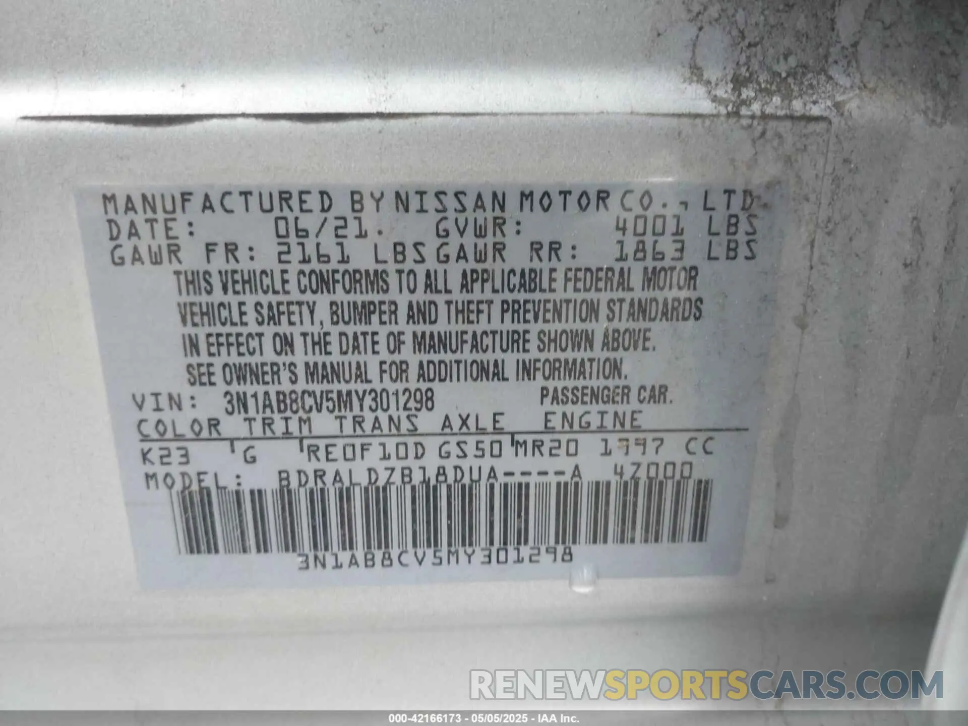 9 Photograph of a damaged car 3N1AB8CV5MY301298 NISSAN SENTRA 2021