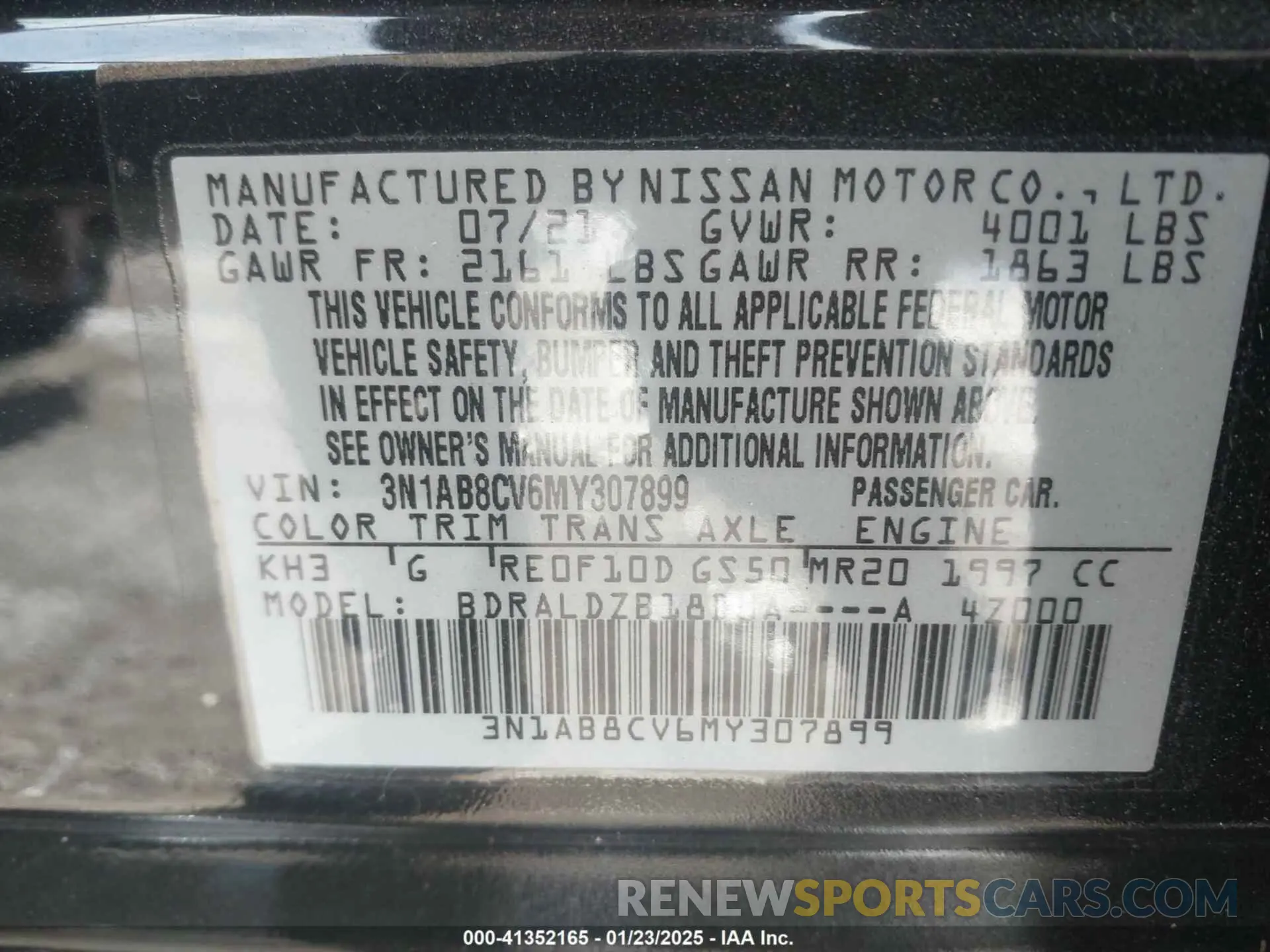 9 Photograph of a damaged car 3N1AB8CV6MY307899 NISSAN SENTRA 2021
