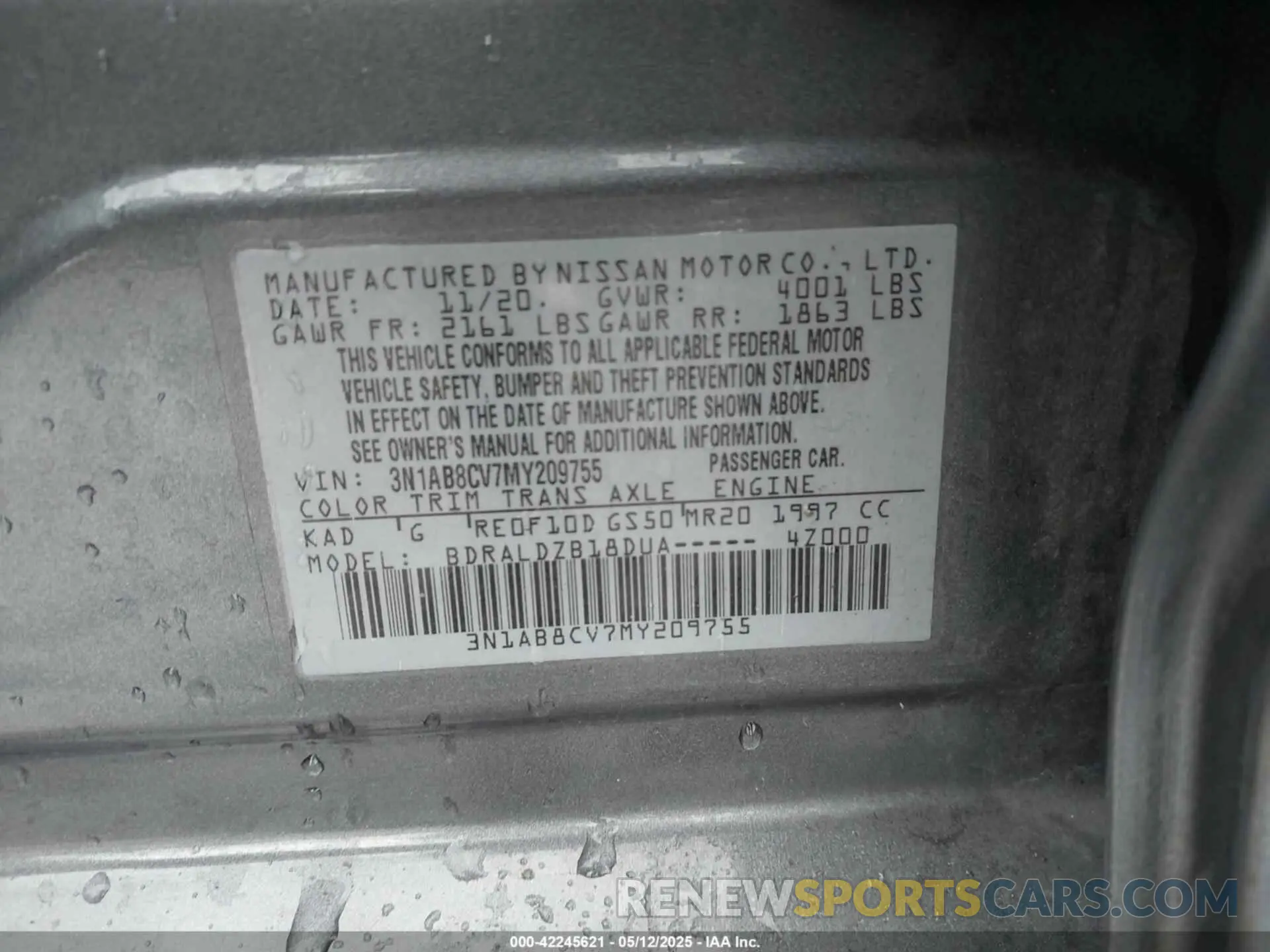 9 Photograph of a damaged car 3N1AB8CV7MY209755 NISSAN SENTRA 2021